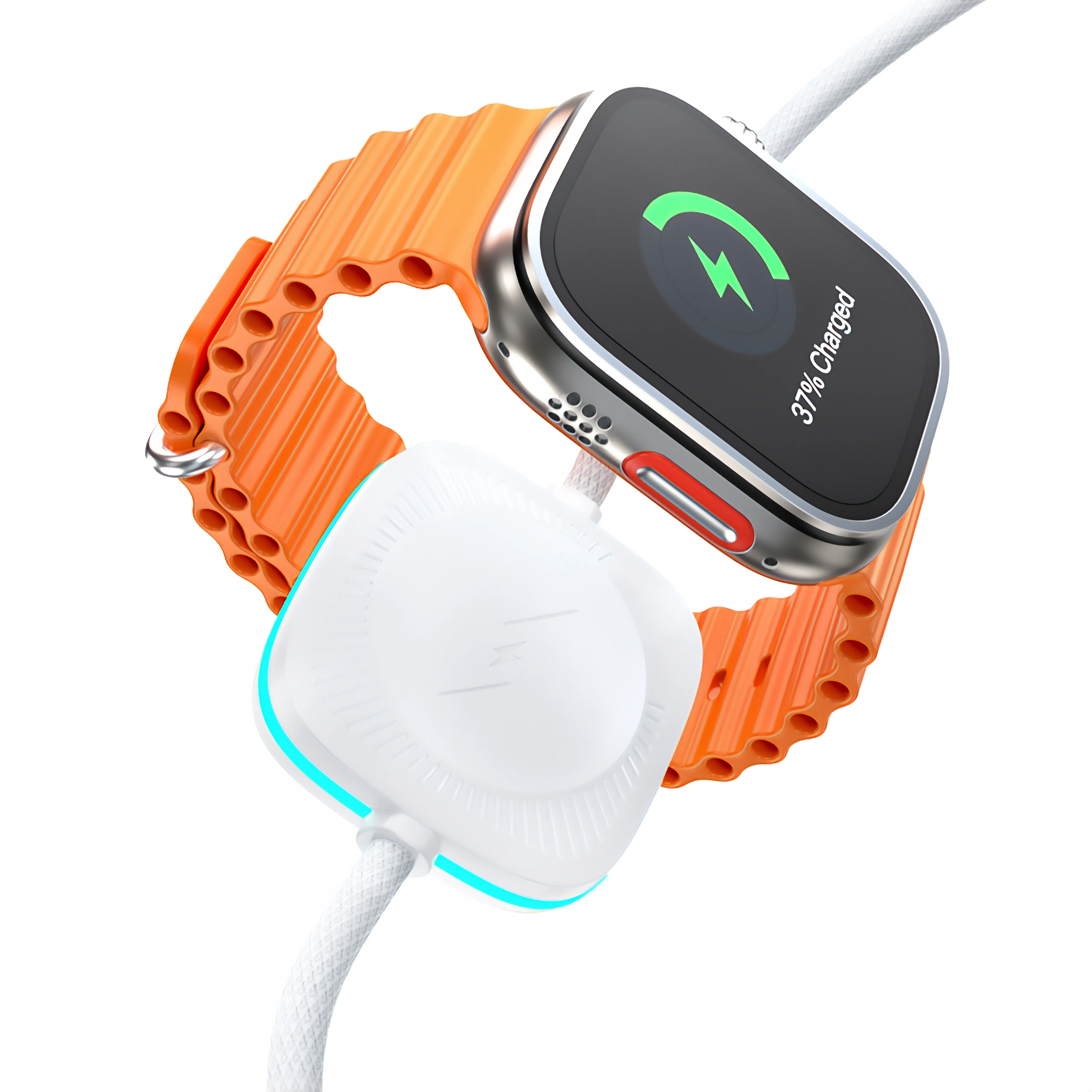 2'si 1 Arada Örgülü Şarj Kablosu, 60W PD Type-C ve Apple Watch Şarjlı Data Kablosu, 1.2 Metre