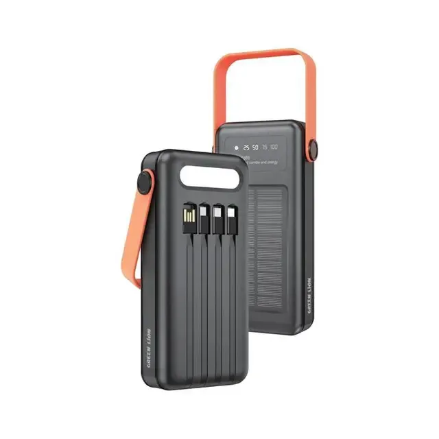 30000mAh Solar Power Bank, Dahili 4 Kablolu, PD 20W & QC 22.5W Hızlı Şarj, LED El Fenerli