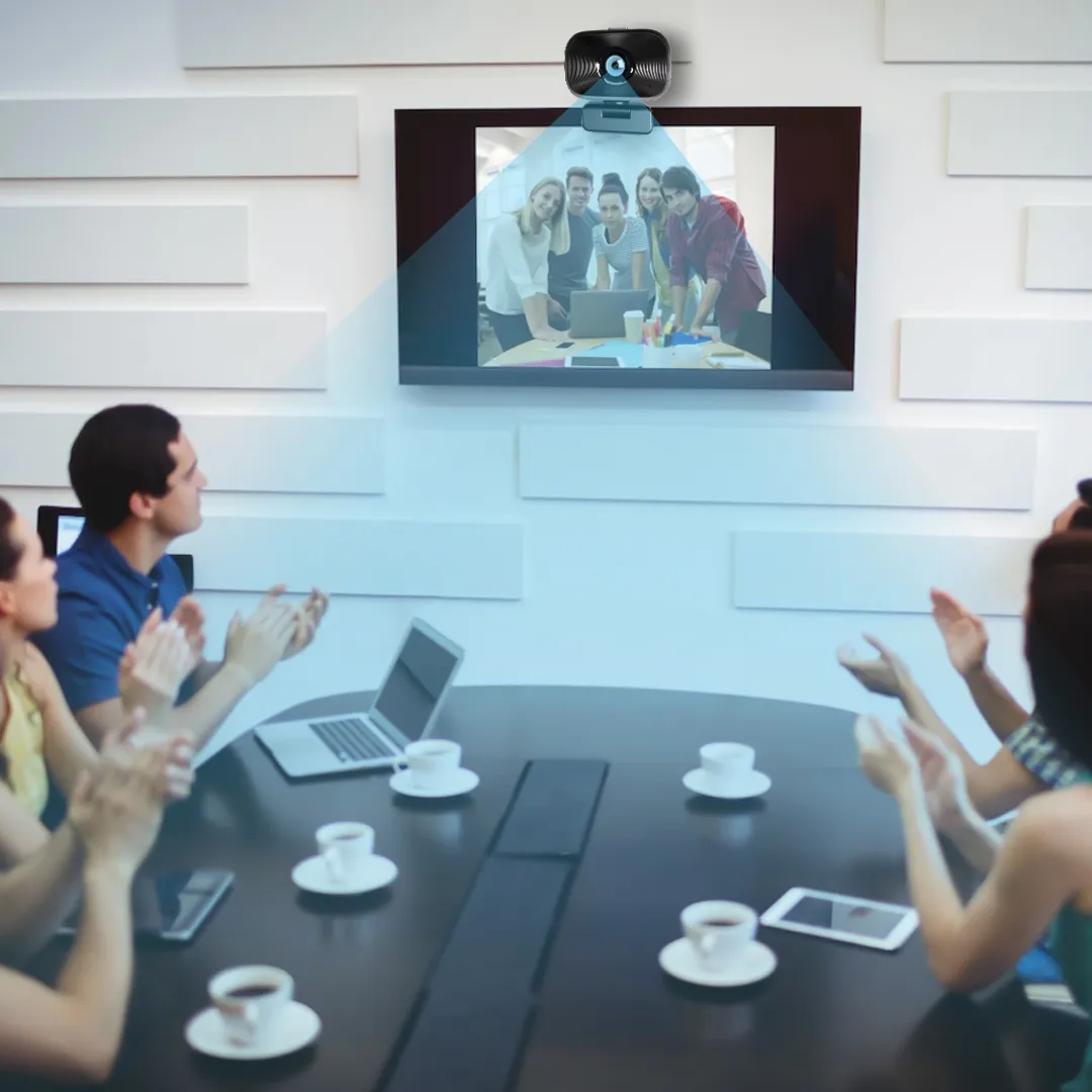 1080p Full HD Konferans Webcam, Dahili Hoparlör, Yapay Zeka Gürültü Engellemeli Mikrofon, Kumandalı