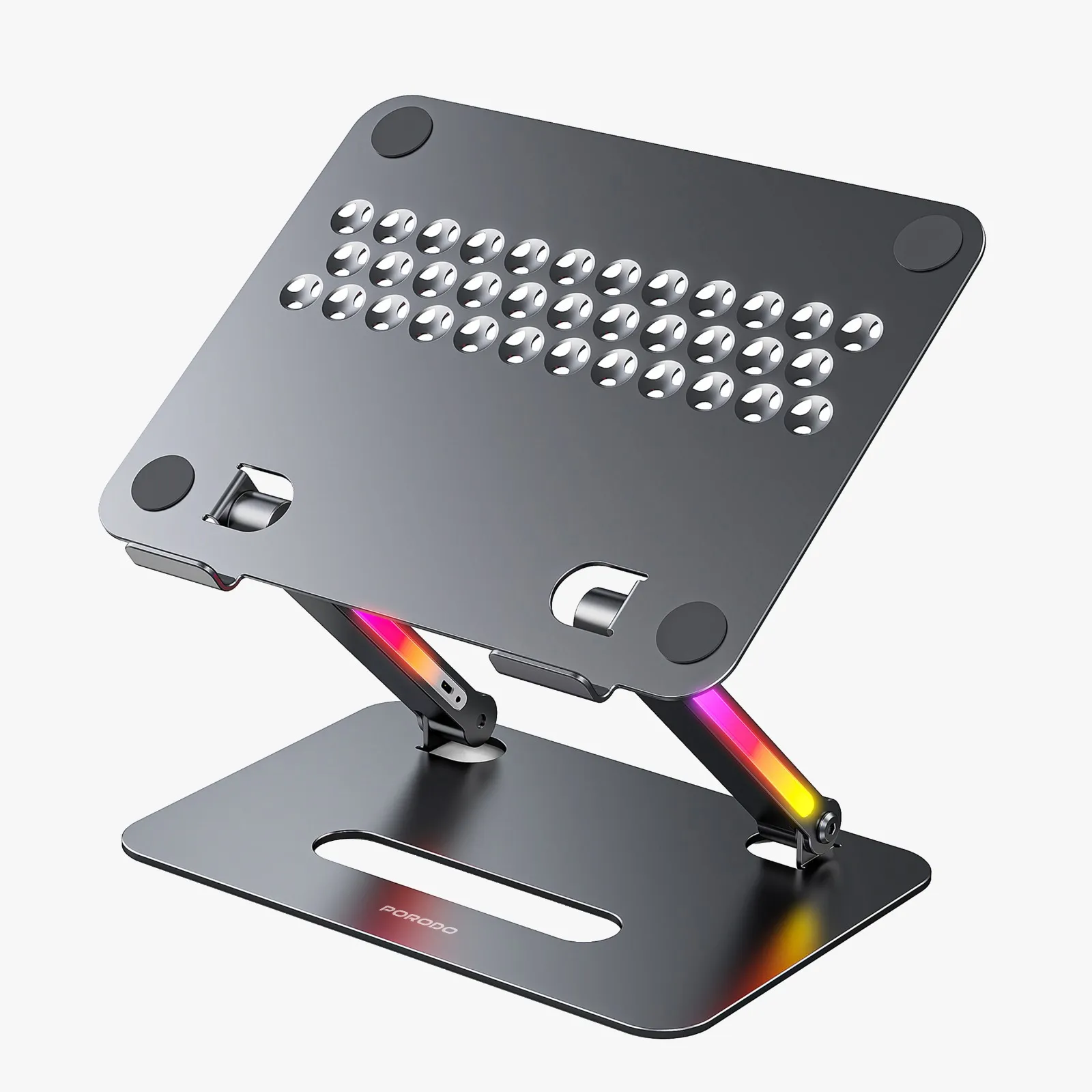 17.3 İnç Alüminyum Laptop Standı, Katlanabilir, Ayarlanabilir Yükseklik, RGB Işıklı Soğutucu