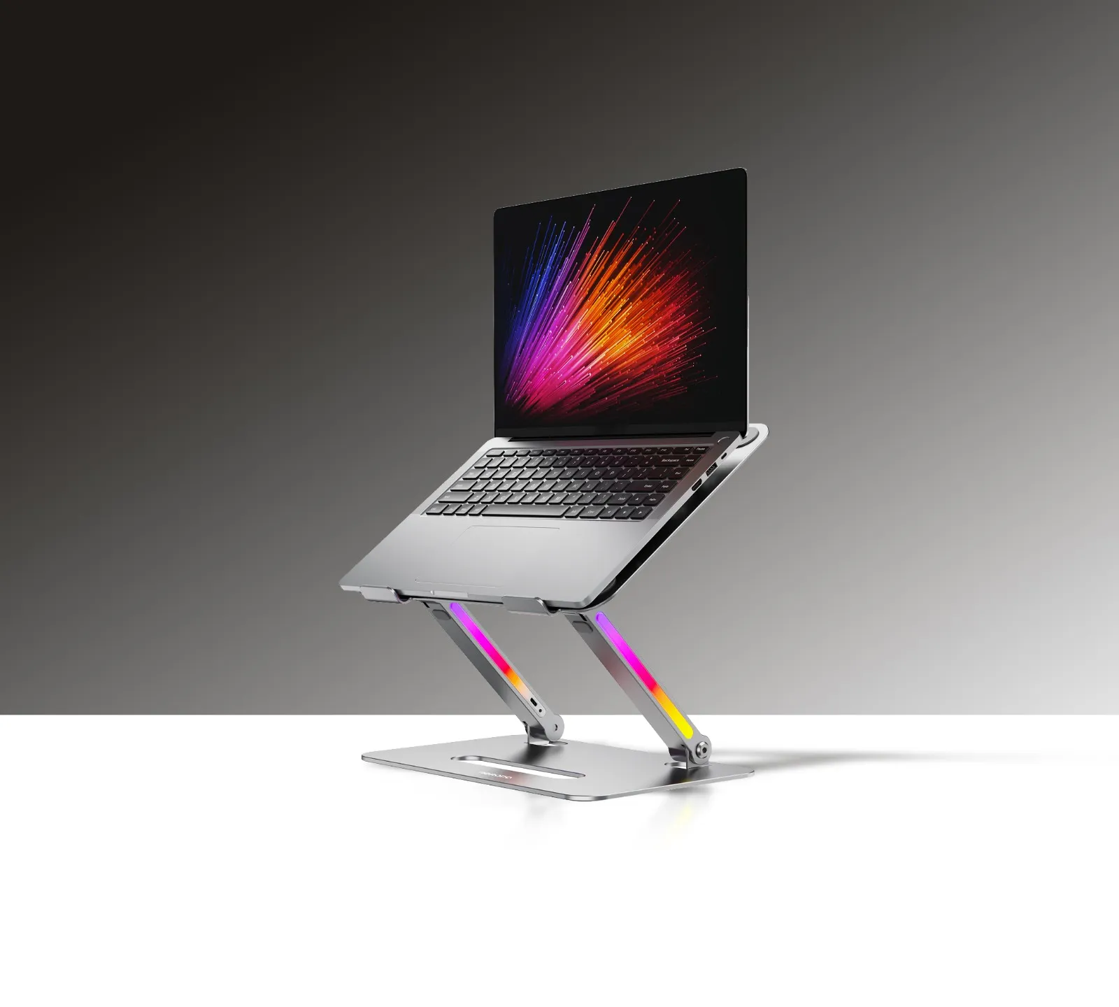 17.3 İnç Alüminyum Laptop Standı, Katlanabilir, Ayarlanabilir Yükseklik, RGB Işıklı Soğutucu