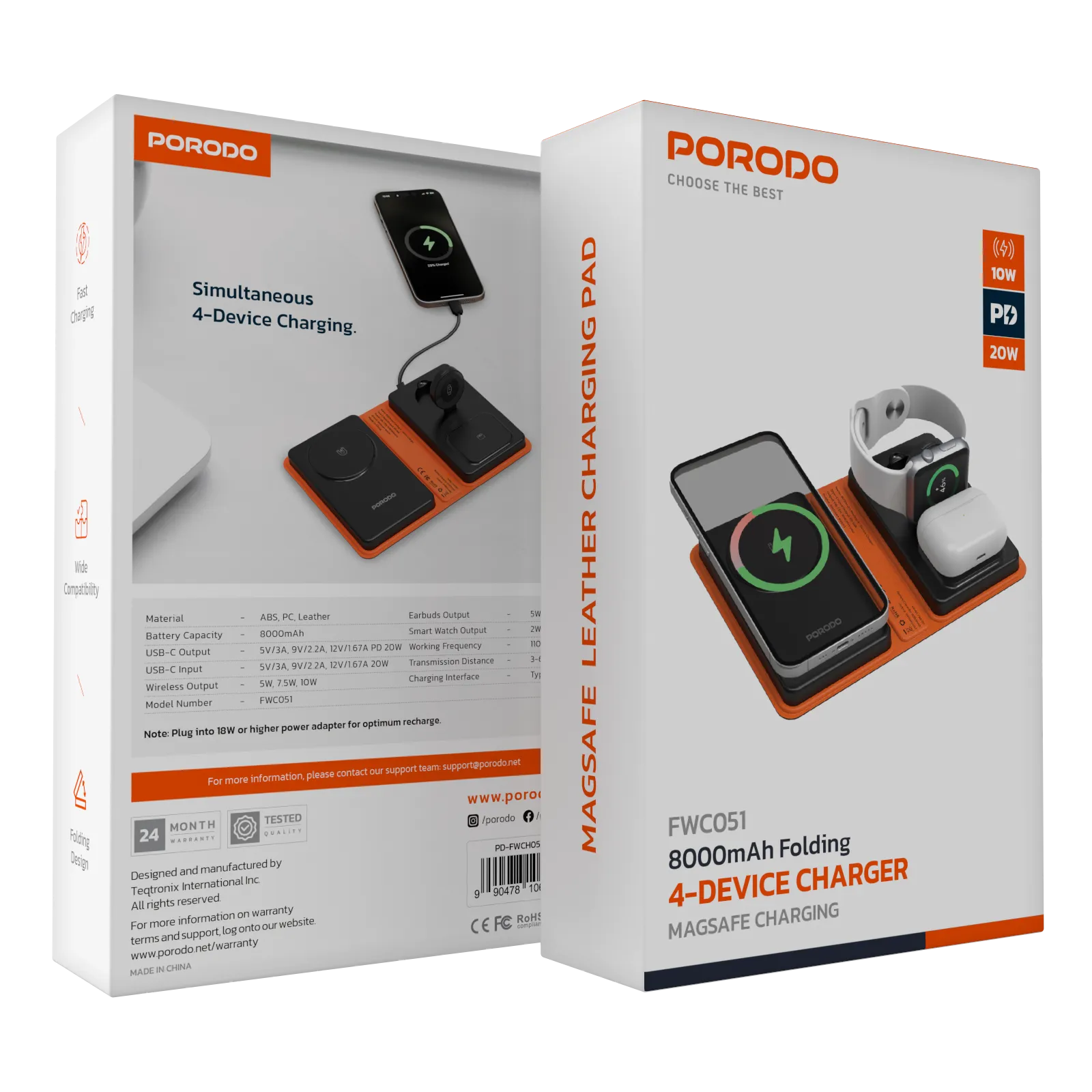 4'ü 1 Arada Katlanabilir Kablosuz Şarj Cihazı, 8000mAh Powerbankli MagSafe Şarj İstasyonu