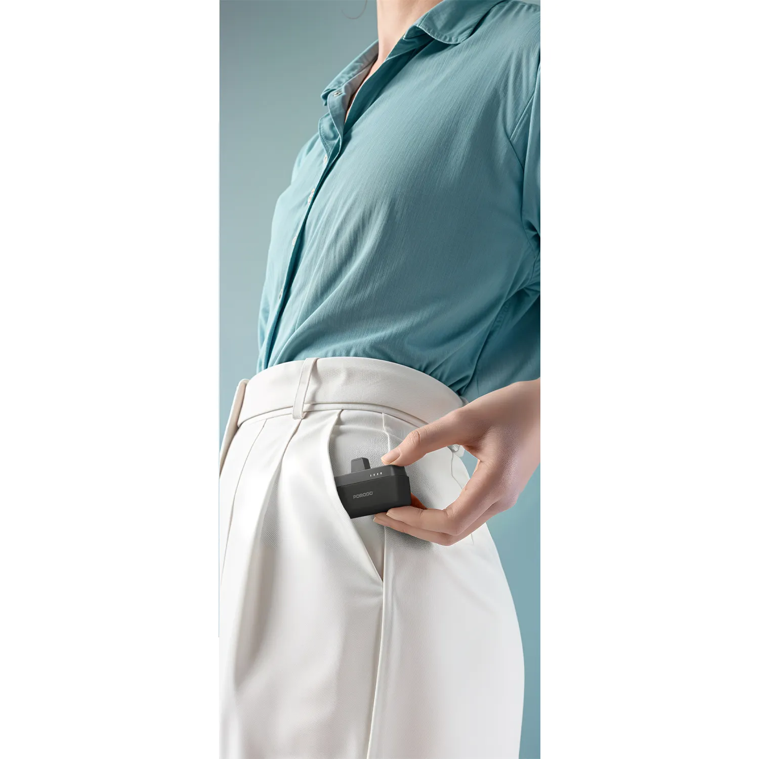 Pocket 5000mAh Mini Powerbank, Dahili Lightning Konnektörlü, 20W PD Hızlı Şarj Destekli Standlı