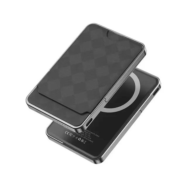 Moreno 5000mAh MagSafe Power Bank, PD 20W Hızlı Şarj, Standlı Kartlıklı Kablosuz Şarj Cihazı