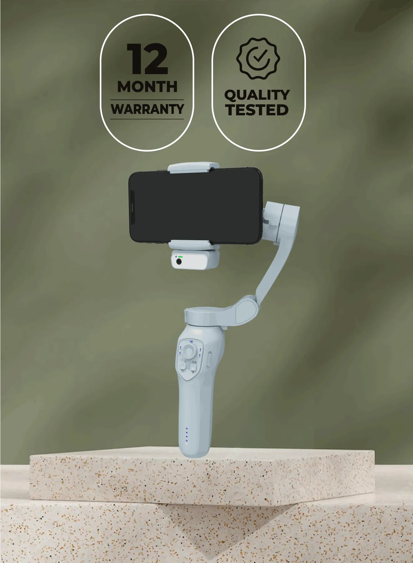 3 Eksenli Gimbal Sabitleyici, Yapay Zeka Yüz Takibi, Dahili Işık ve Hareket Kontrollü Stabilizer