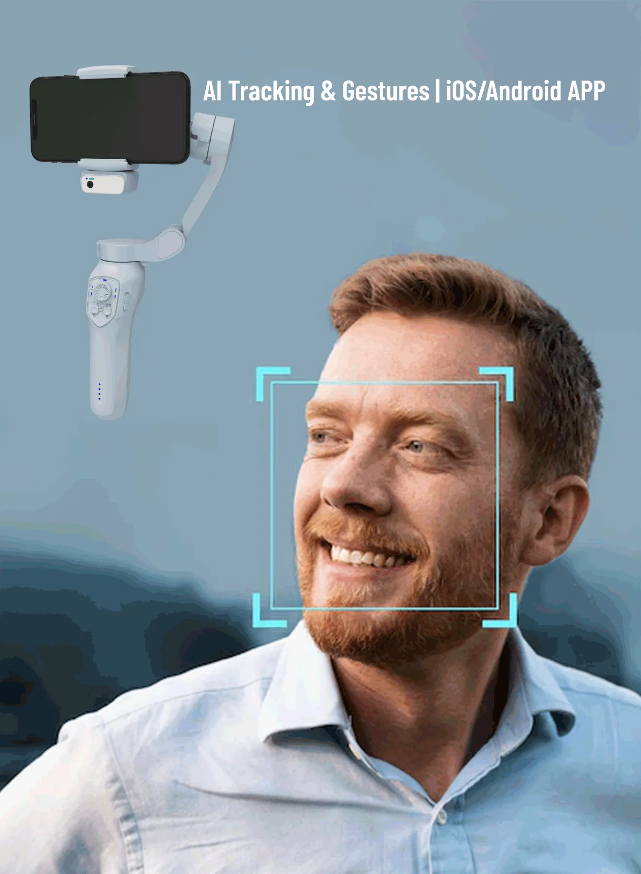 3 Eksenli Gimbal Sabitleyici, Yapay Zeka Yüz Takibi, Dahili Işık ve Hareket Kontrollü Stabilizer