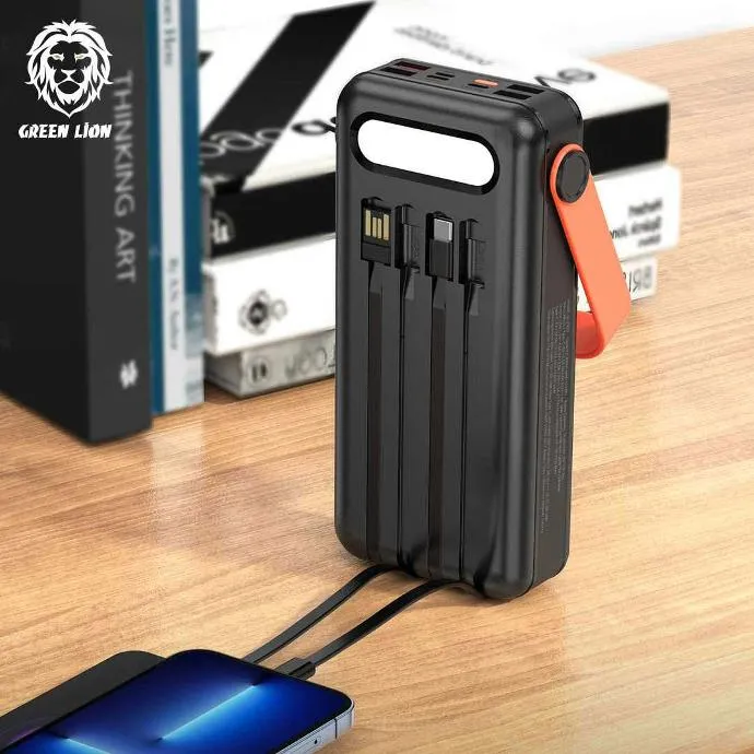 30000mAh Solar Power Bank, Dahili 4 Kablolu, PD 20W & QC 22.5W Hızlı Şarj, LED El Fenerli