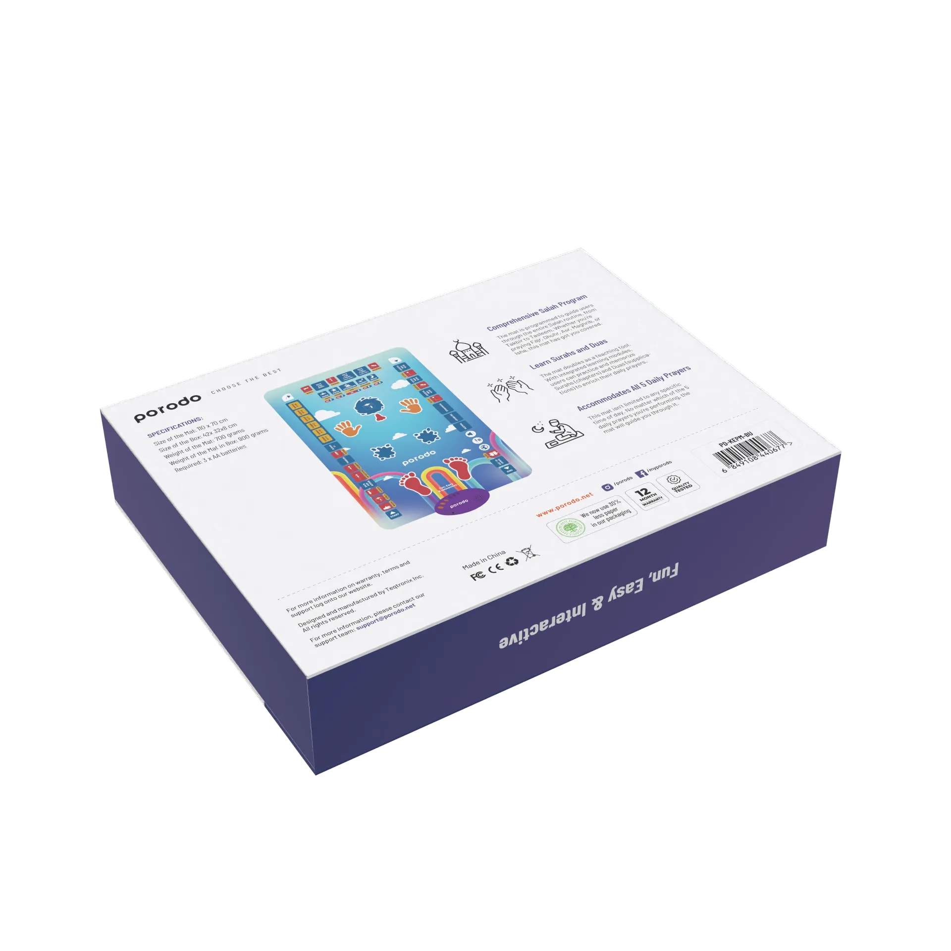 Akıllı Seccade, Çocuklar İçin İnteraktif Sesli Namaz Öğrenme Halısı, Türkçe Dahil 7 Dil Destekli