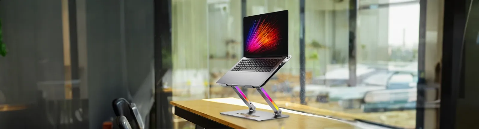 17.3 İnç Alüminyum Laptop Standı, Katlanabilir, Ayarlanabilir Yükseklik, RGB Işıklı Soğutucu