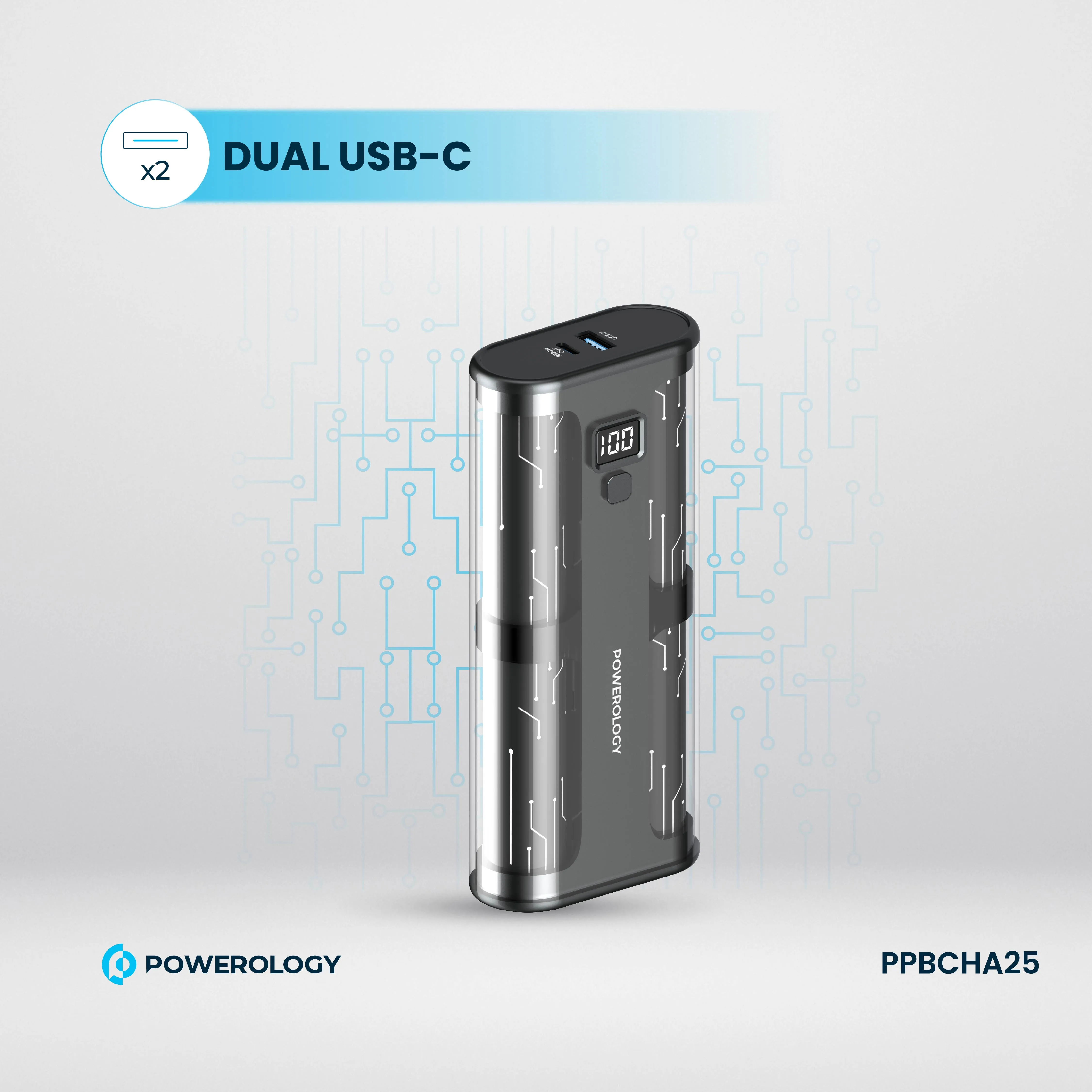 Crystalline Serisi 20000mAh 65W Laptop Uyumlu Powerbank, Şeffaf Tasarımlı, 3 Portlu Hızlı Şarj