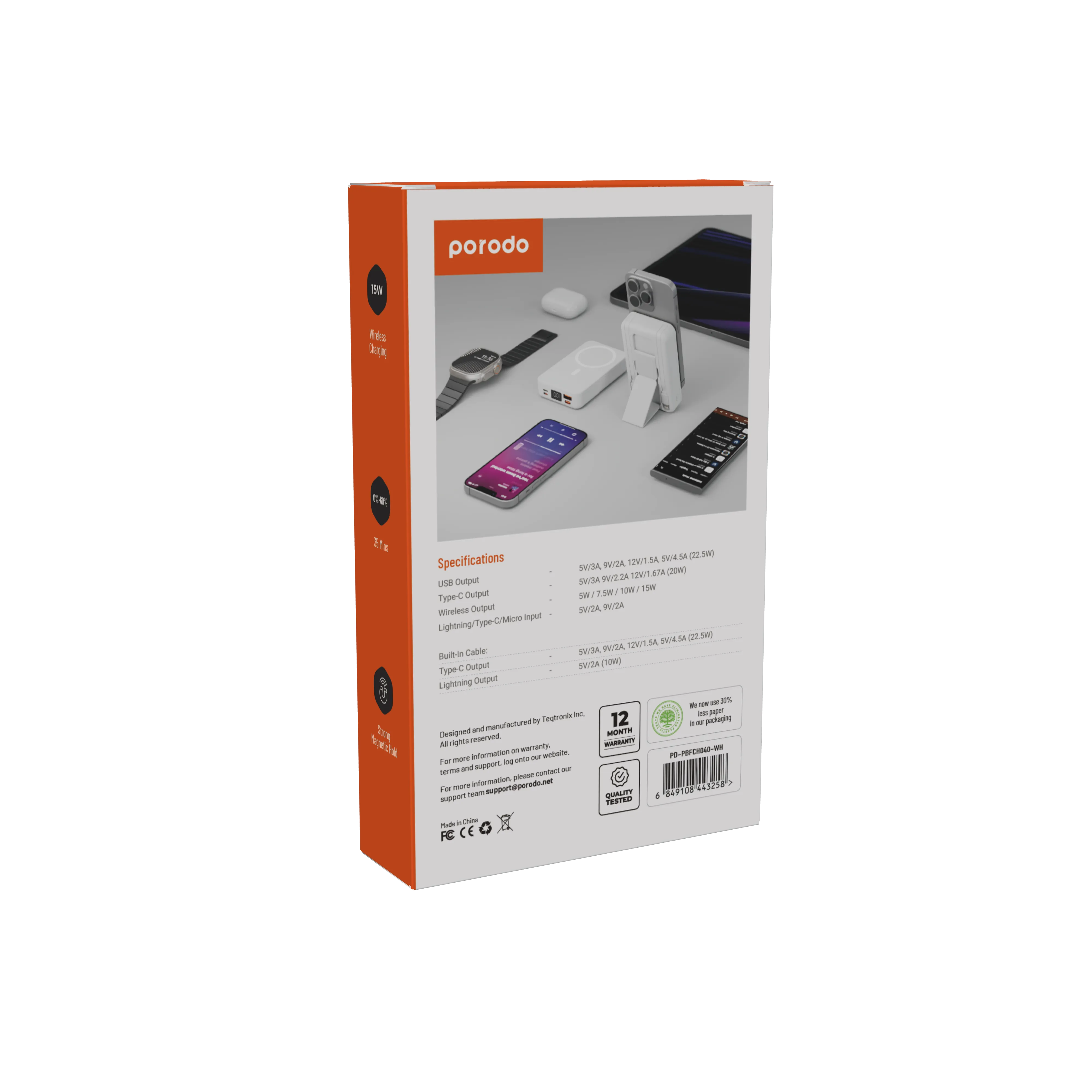 10000mAh MagSafe Powerbank, Dahili Type-C ve Lightning Kablolu, 22.5W Hızlı Şarj Destekli Standlı