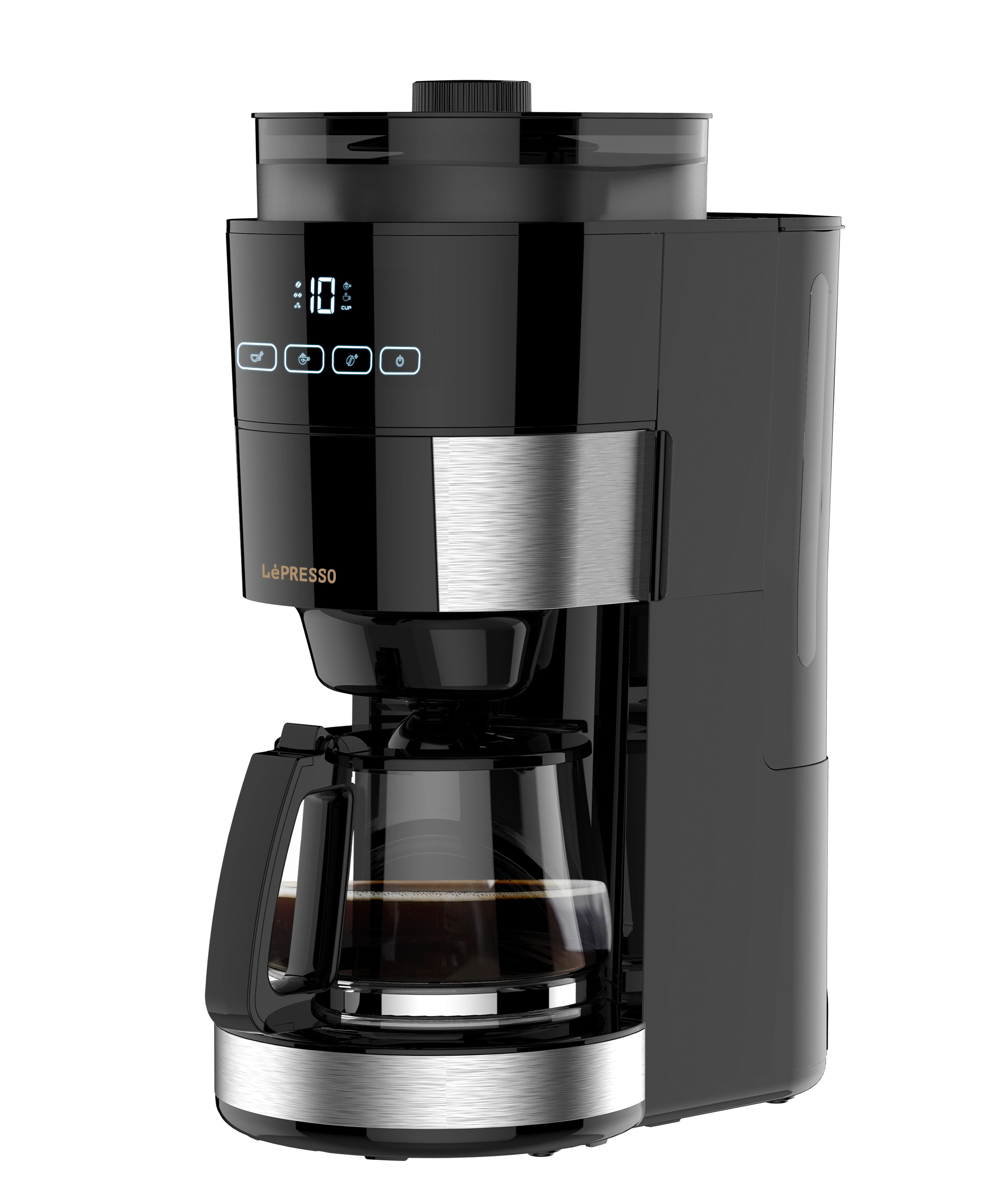 1.2L Öğütücülü Filtre Kahve Makinesi, 10 Fincan, Sıcak Tutma Fonksiyonlu Otomatik Kahve Makinesi