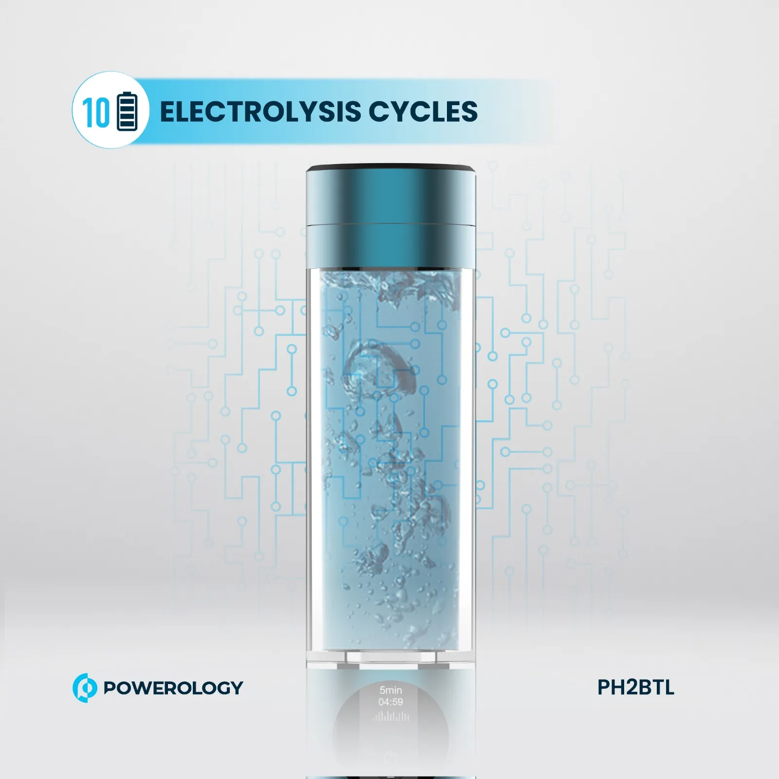 Hidrojenli Su Matarası, 3000 PPB, Titanyum Platin Elektrotlu Su Jeneratörü, OLED Ekranlı