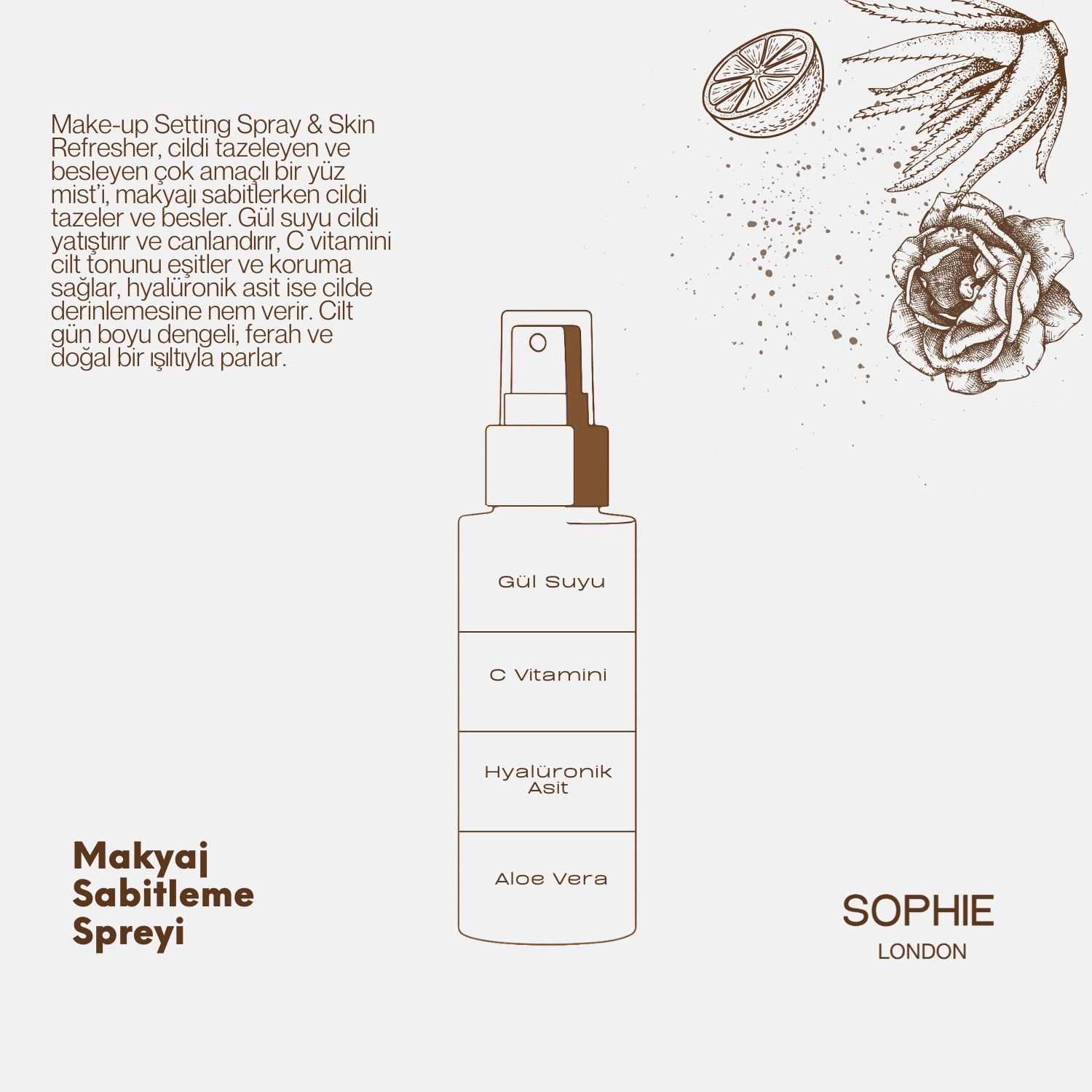 Makyaj Sabitleyici ve Cilt Canlandırıcı Sprey - C Vitamini ve Antioksidan içerikli, Işıltılı ve Kalıcı Görünüm 250ML
