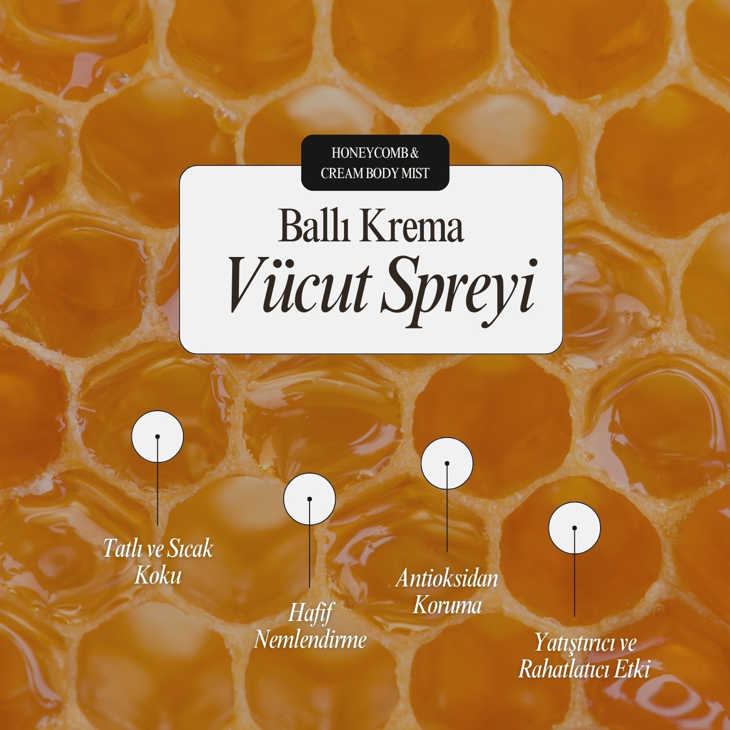 Petek Balı ve Krema Özlü Vücut Spreyi - Tatlı, Yumuşak ve Rüya Gibi Bir Koku 250ML