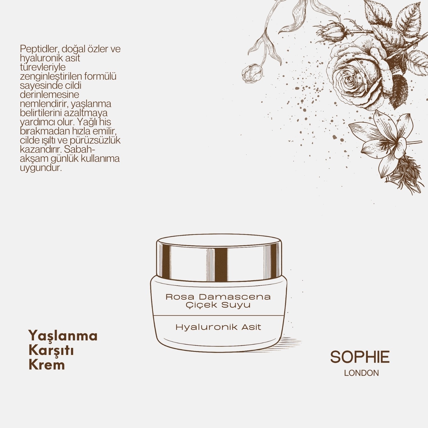 Hyaluronik Asit ve Peptit İçerikli Yoğun Nemlendirici & Kırışıklık Karşıtı Anti-Aging Krem 50 ML