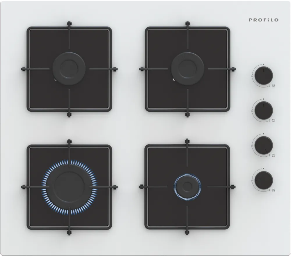 Profilo OE36K2P10D Gazlı Ocak 60 cm Sert cam, Beyaz