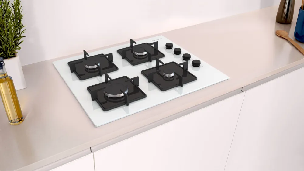 Profilo OE36K2P10D Gazlı Ocak 60 cm Sert cam, Beyaz