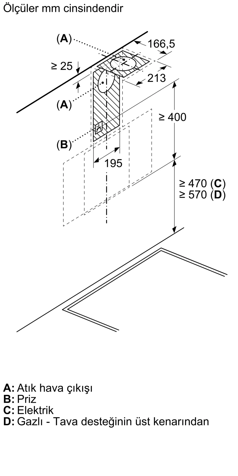 Profilo DVK6J469 Duvar Tipi Davlumbaz 60 cm Siyah Cam