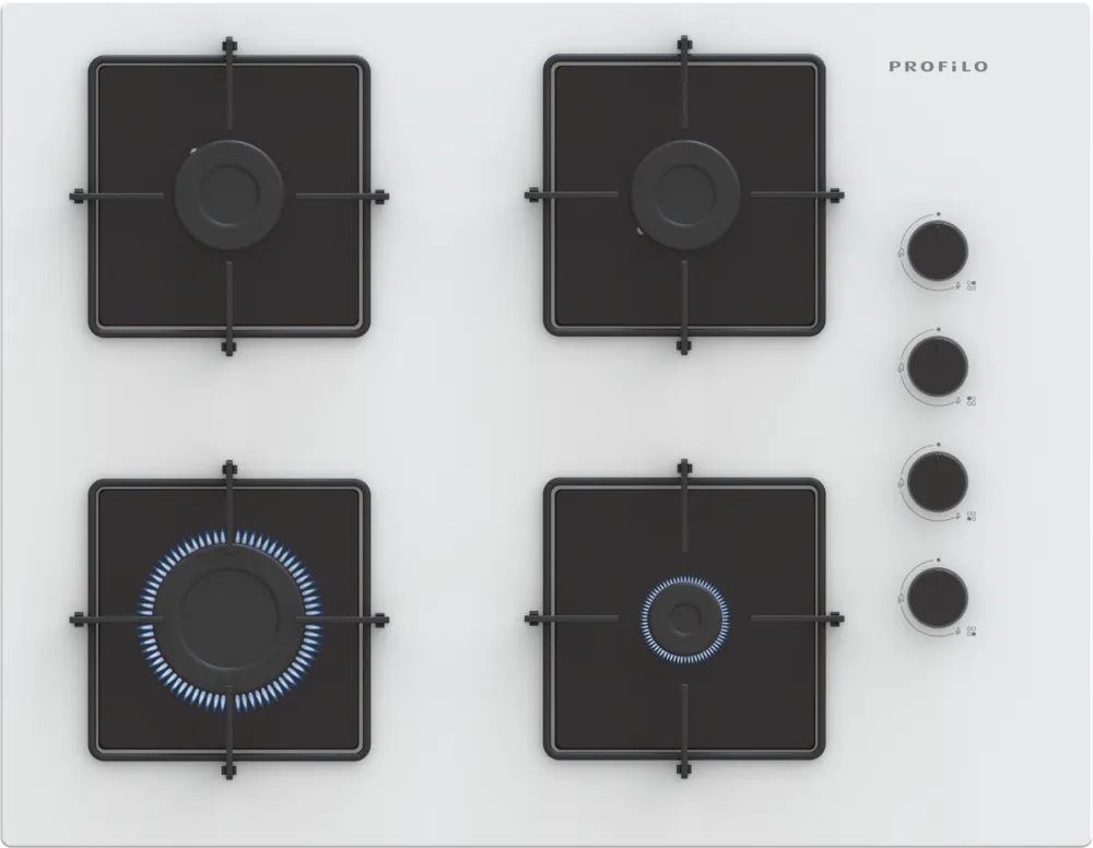 Profilo OE37P2P10D Gazlı Ocak 67 cm Sert cam, Beyaz