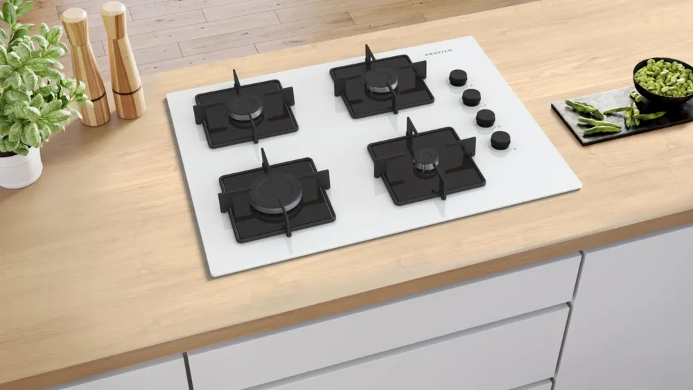 Profilo OE37P2P10D Gazlı Ocak 67 cm Sert cam, Beyaz