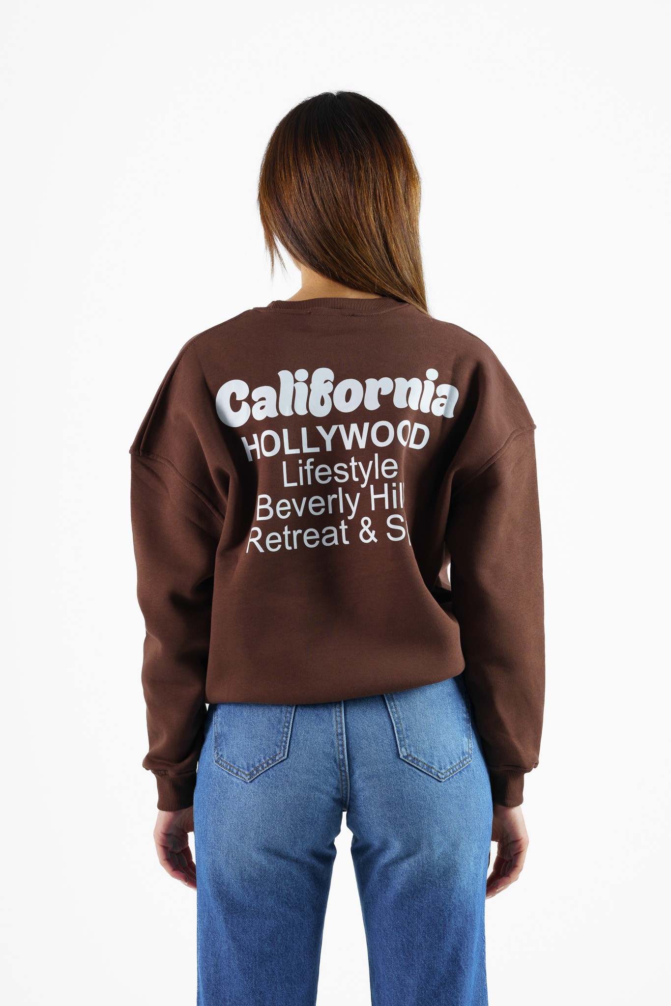 California Baskılı Sweatshirt - Kahverengi