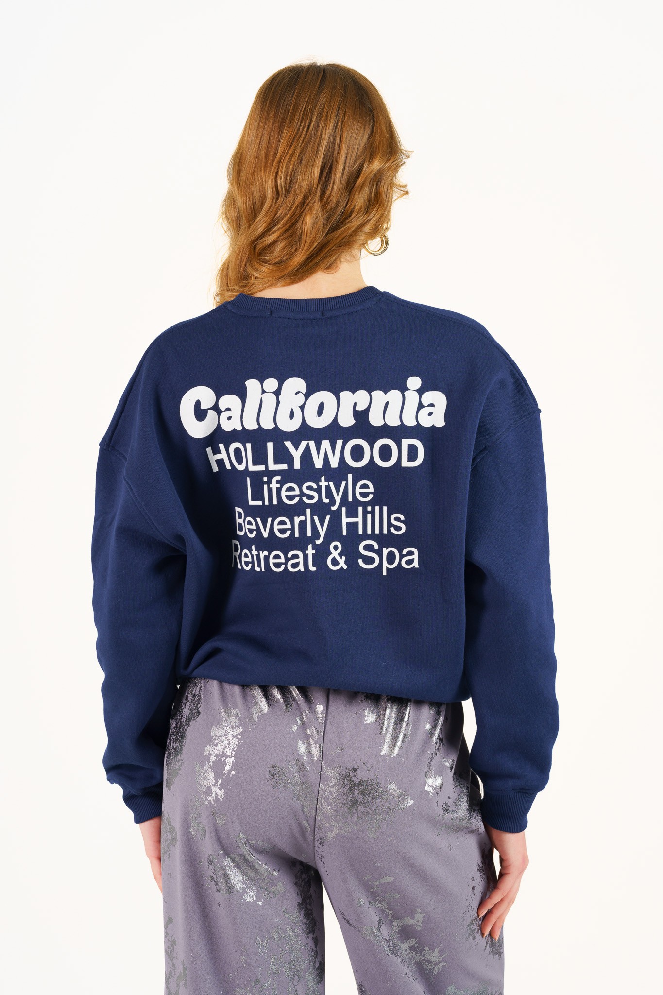 California Baskılı Sweatshirt - Lacivert