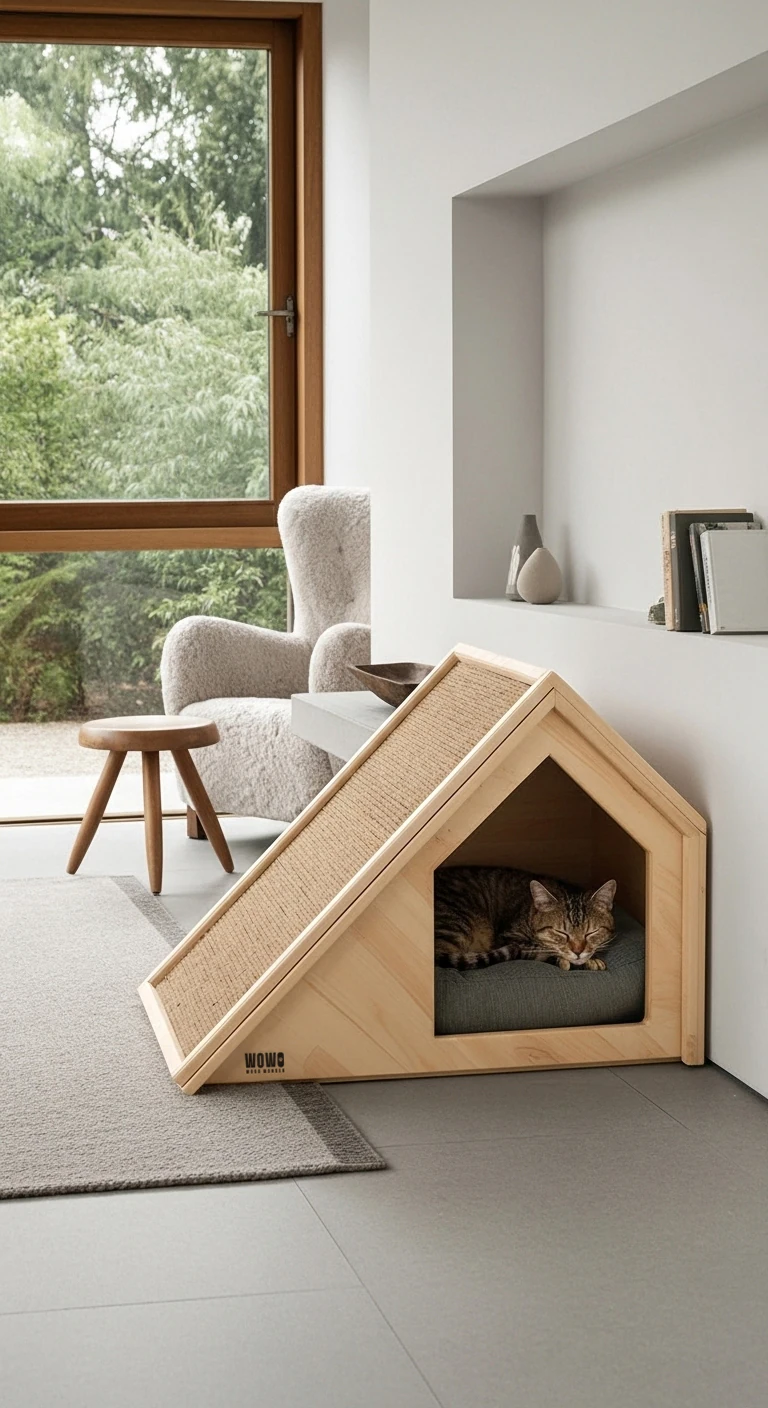 TORA | Tırmalamalı Tasarım Ahşap Kedi Evi