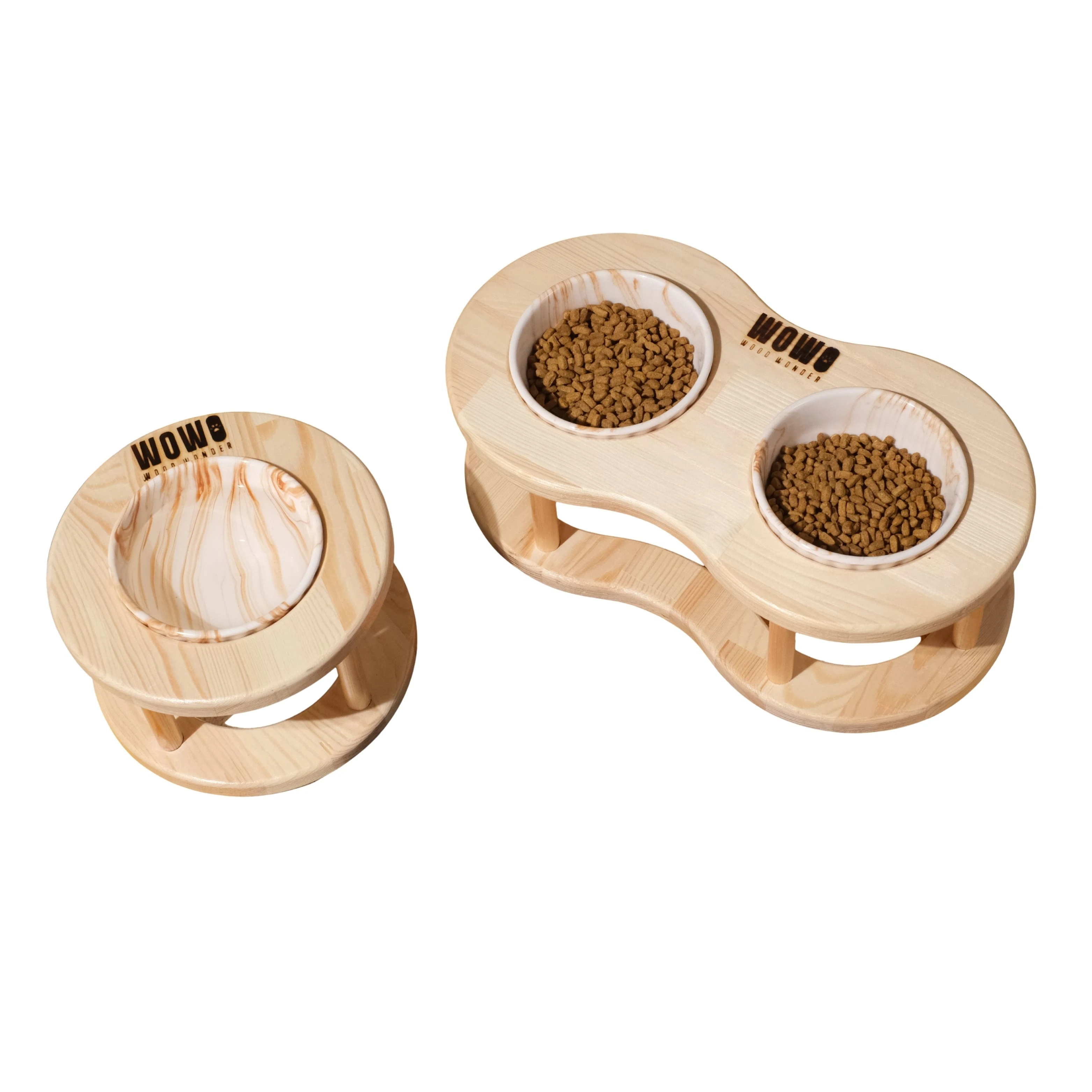 2'li Oval Set | Tekli + İkili Mama Kabı 