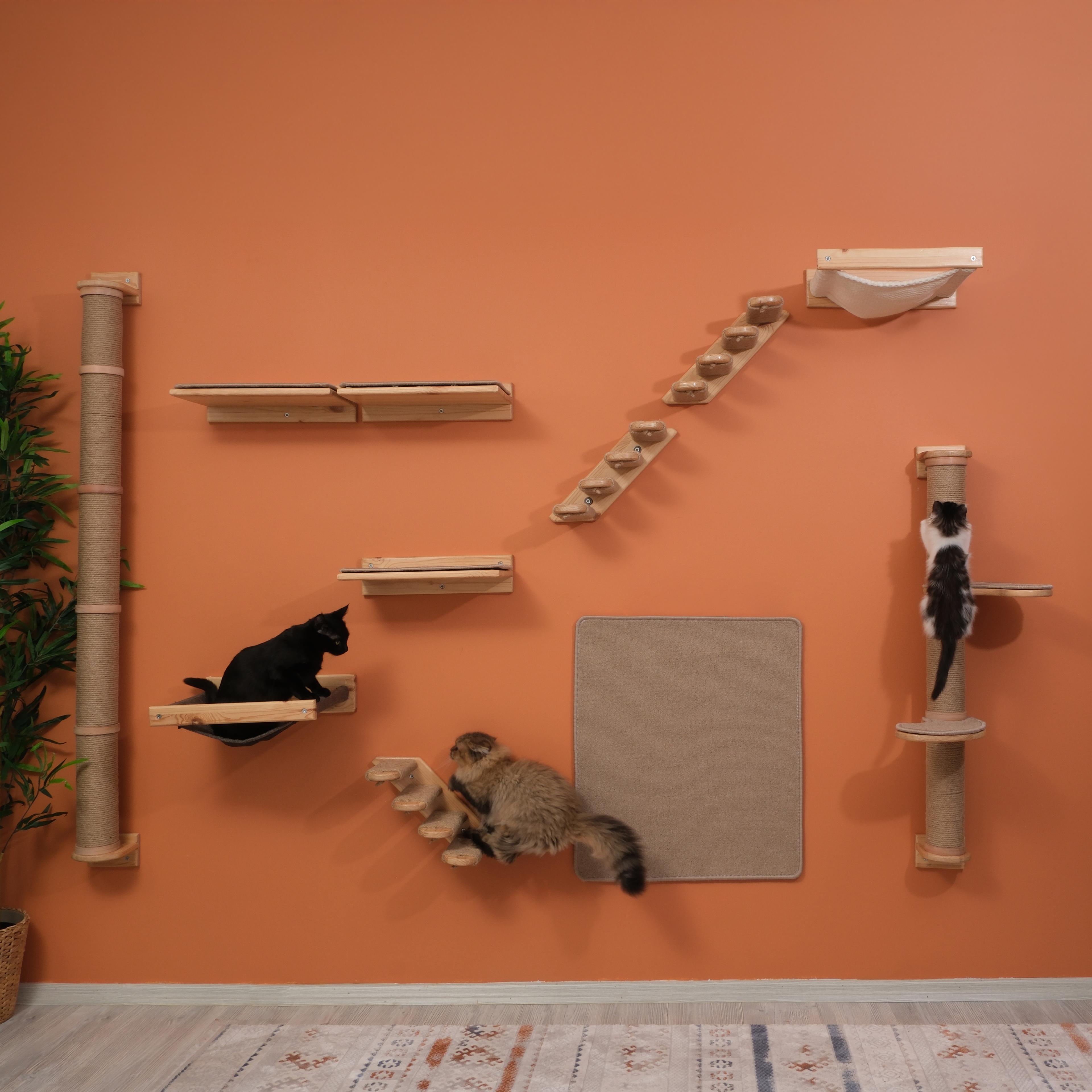 KEDİPARKUR SET - Duvara Monte Kedi Oyun Alanı - 10 Parça
