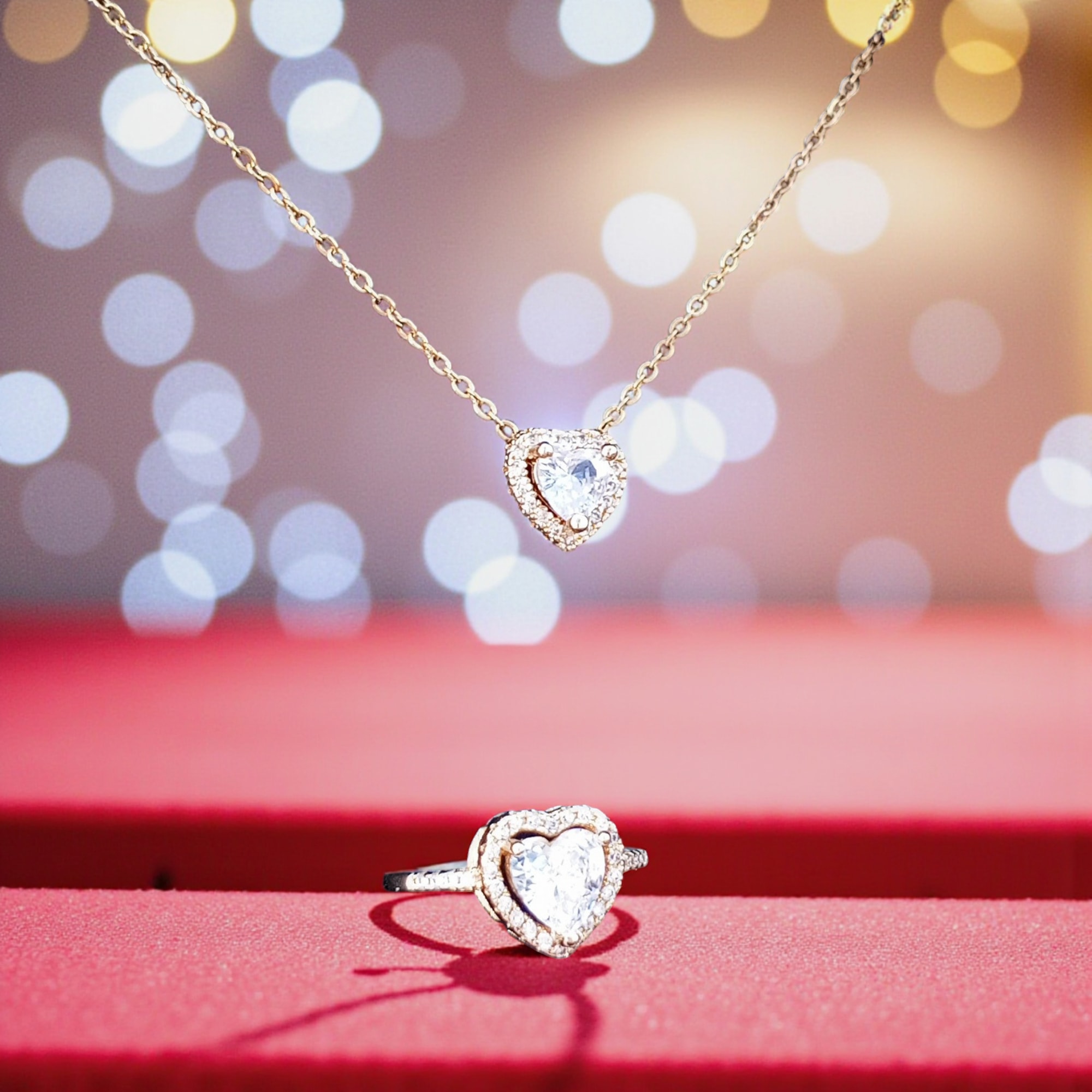 Pandora Saf Güzellik Seti | Pandora Kolye ve Pandora Yüzük Seti | GOLD Beyaz