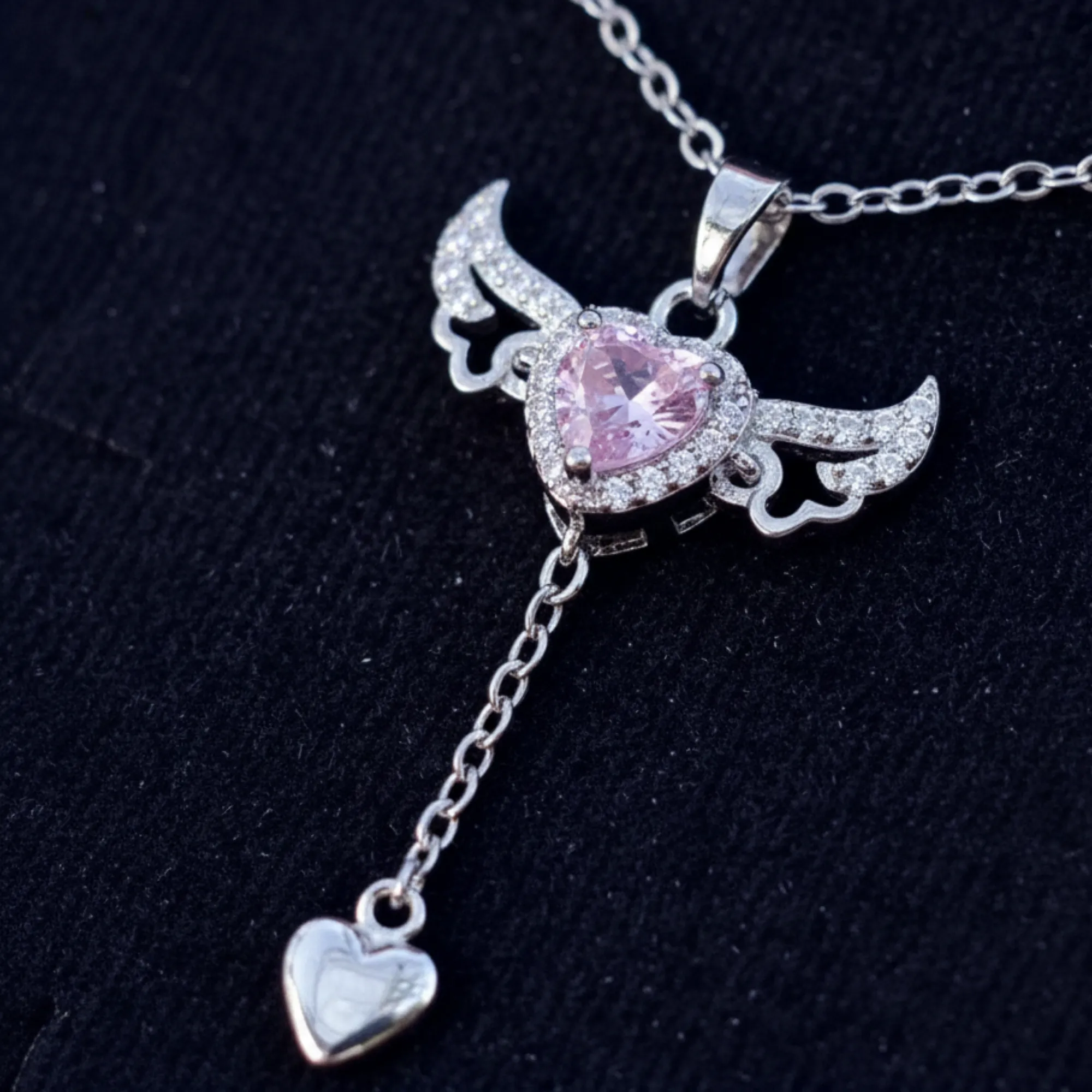 Hareketli Kanatlı Melek Kalp Kolye ve Ciddi İlişki Yüzüğü Seti | GÜMÜŞ