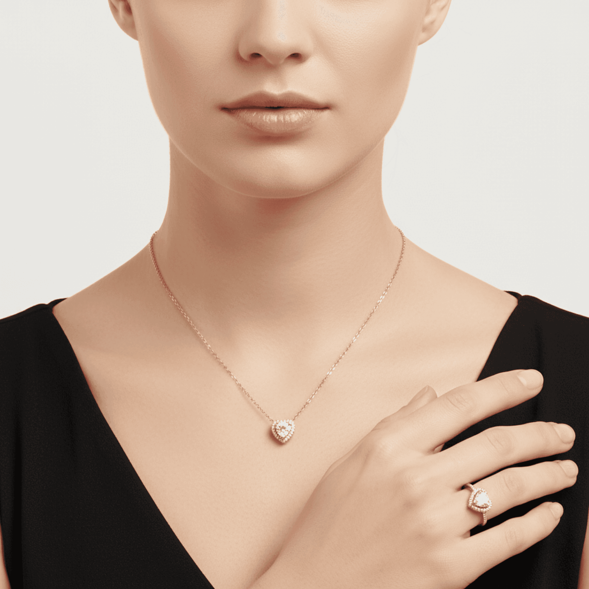 Pandora Saf Güzellik Seti | Pandora Kolye ve Pandora Yüzük Seti | Gold Renk