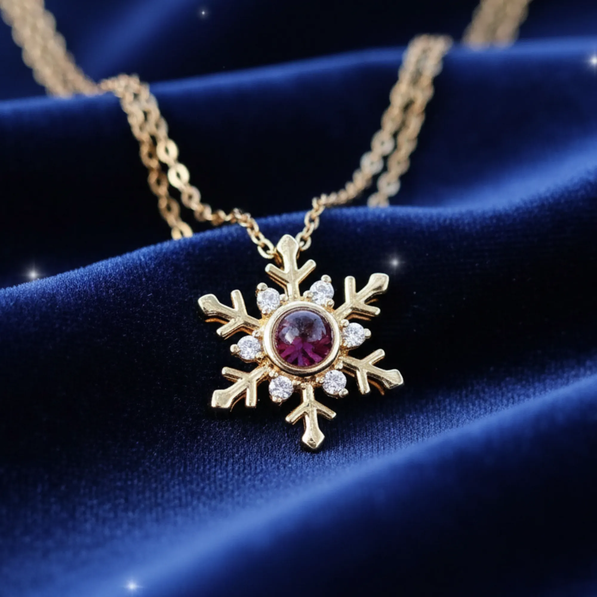 Kar Tanesi Projeksiyon Kolye  100 Dilde Seni Seviyorum  Gold Çelik ve Zirkon Taşlı