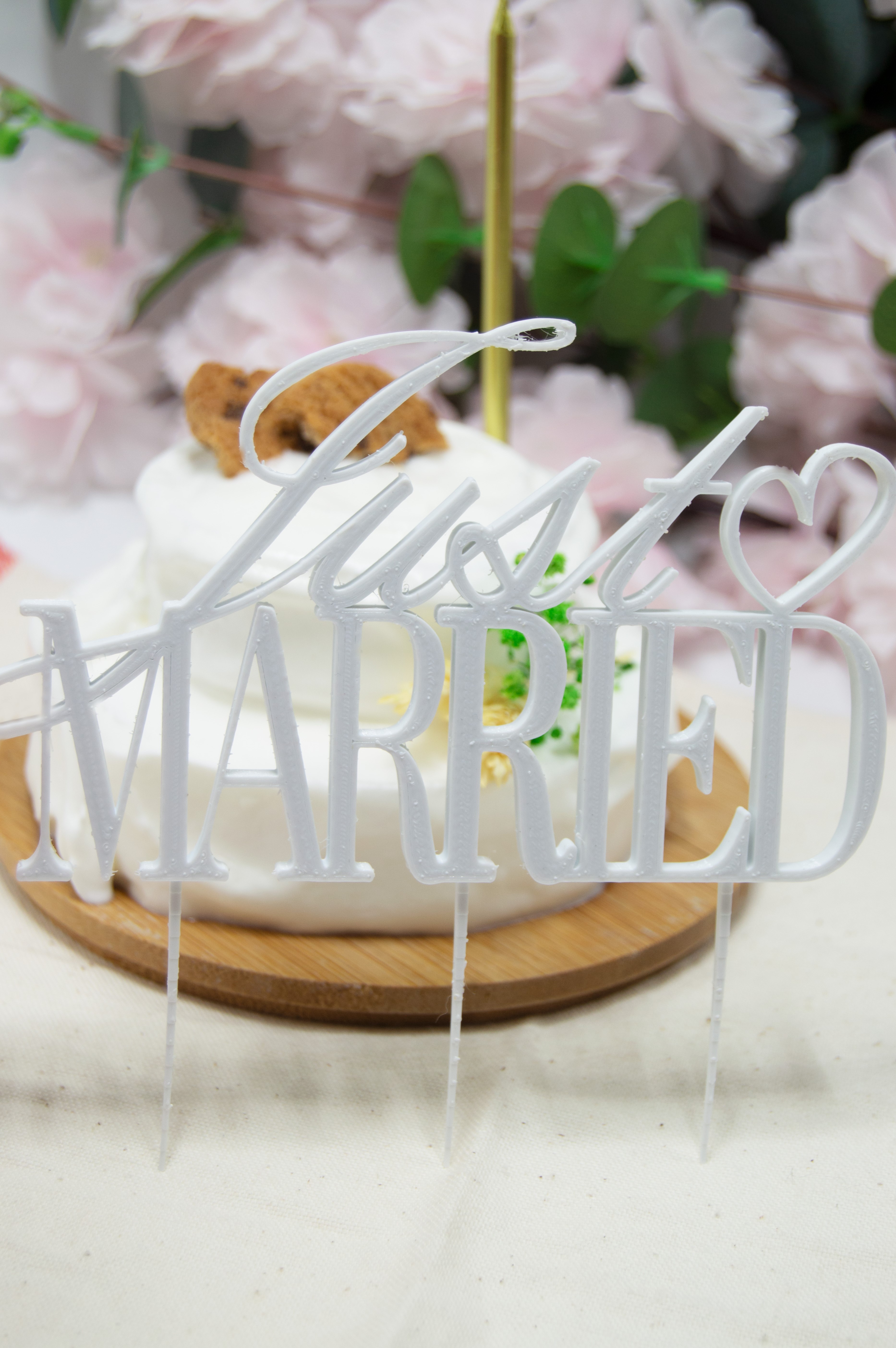 Just Married Doğum Günü Parti Pasta Üzeri/Üstü Pasta Süsü Çubuğu