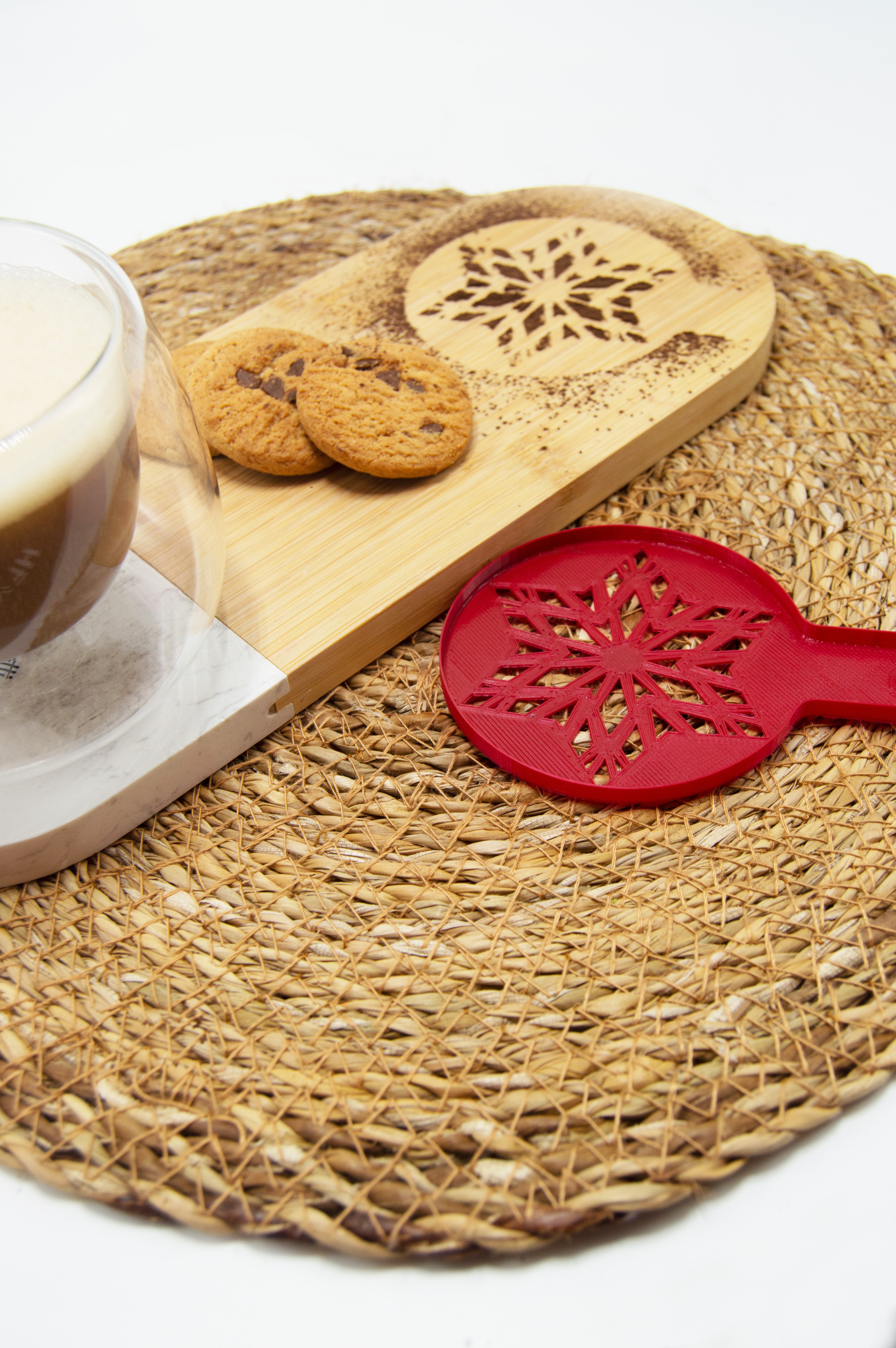 Christmas Yılbaşı Kar Tanesi Kahve Tatlı Süsleme Şablonu Aparatı