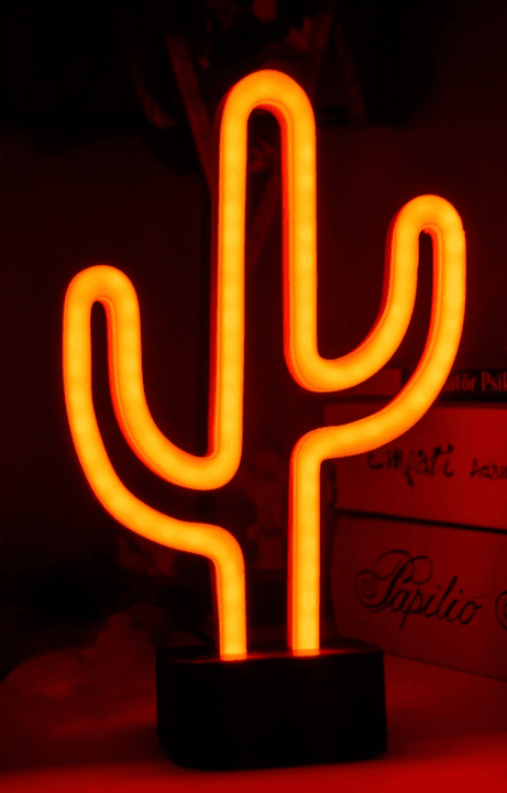 Hediyelik Eşya Kaktüs Şekilli Hediye Neon Masa Lambası Led Lamba Gece Lambası