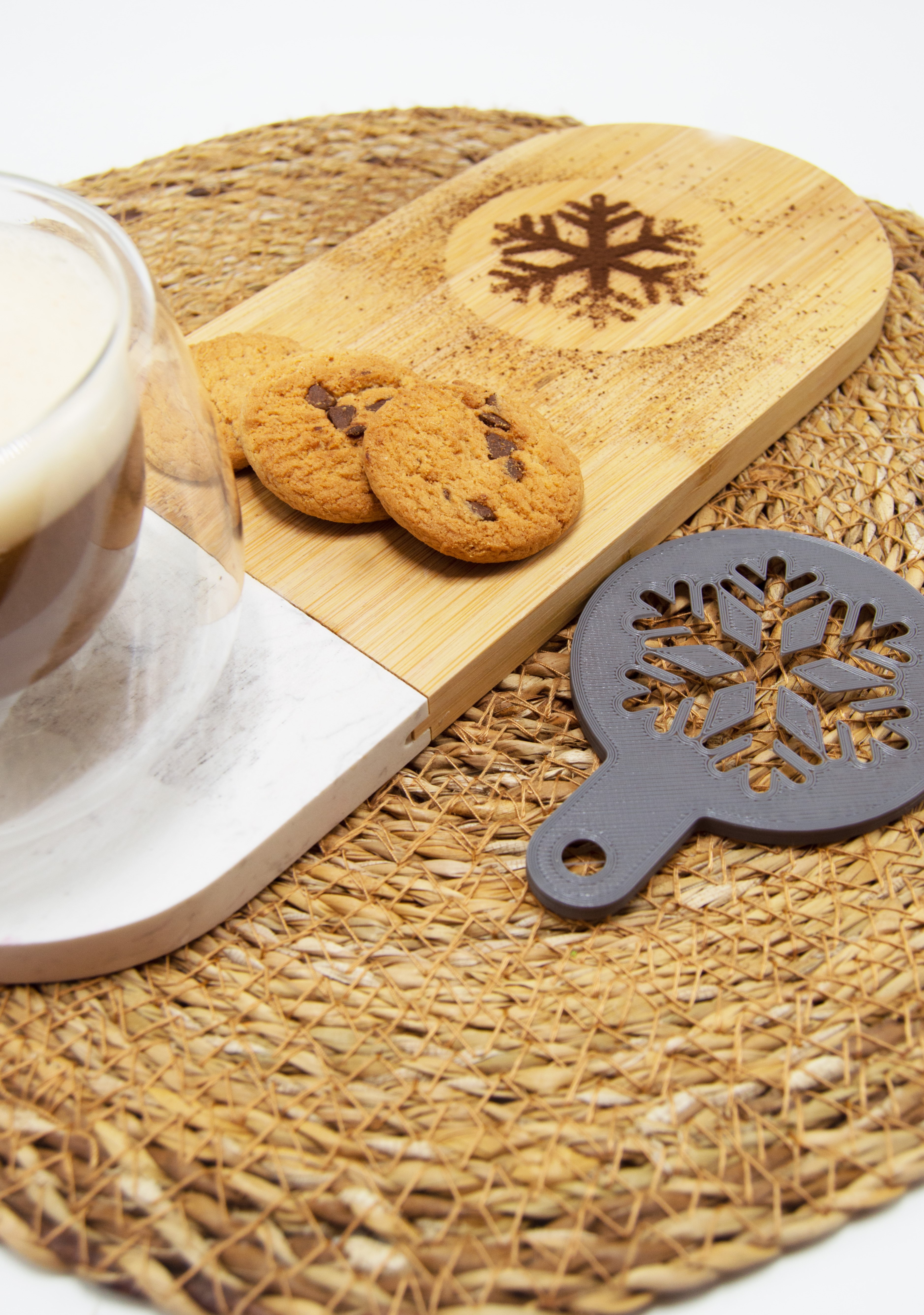 Christmas Yılbaşı Kar Tanesi Kahve Tatlı Süsleme Şablonu Aparatı