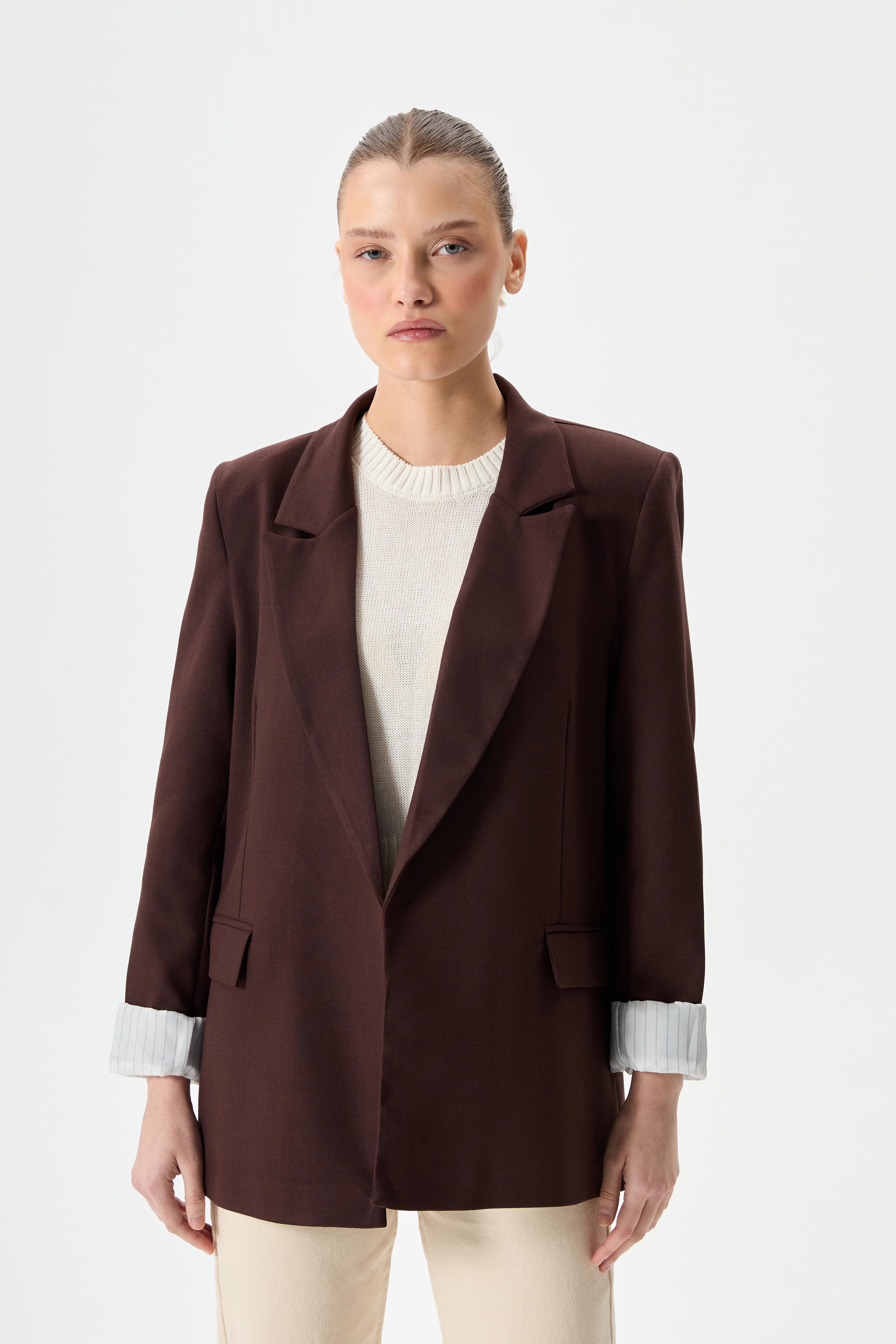 Vatkalı Blazer Ceket - Acı Kahve