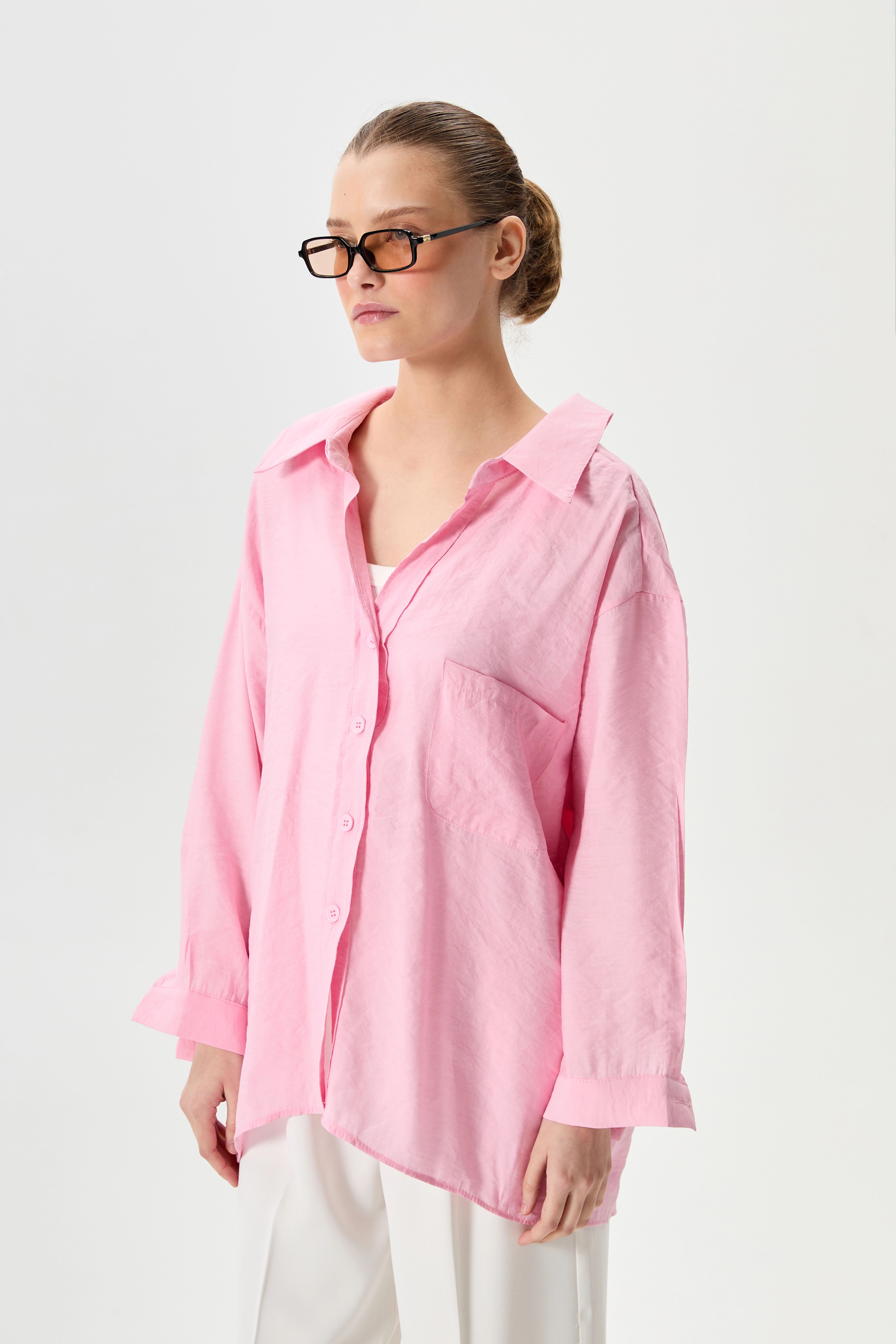Oversize Gömlek - Pembe
