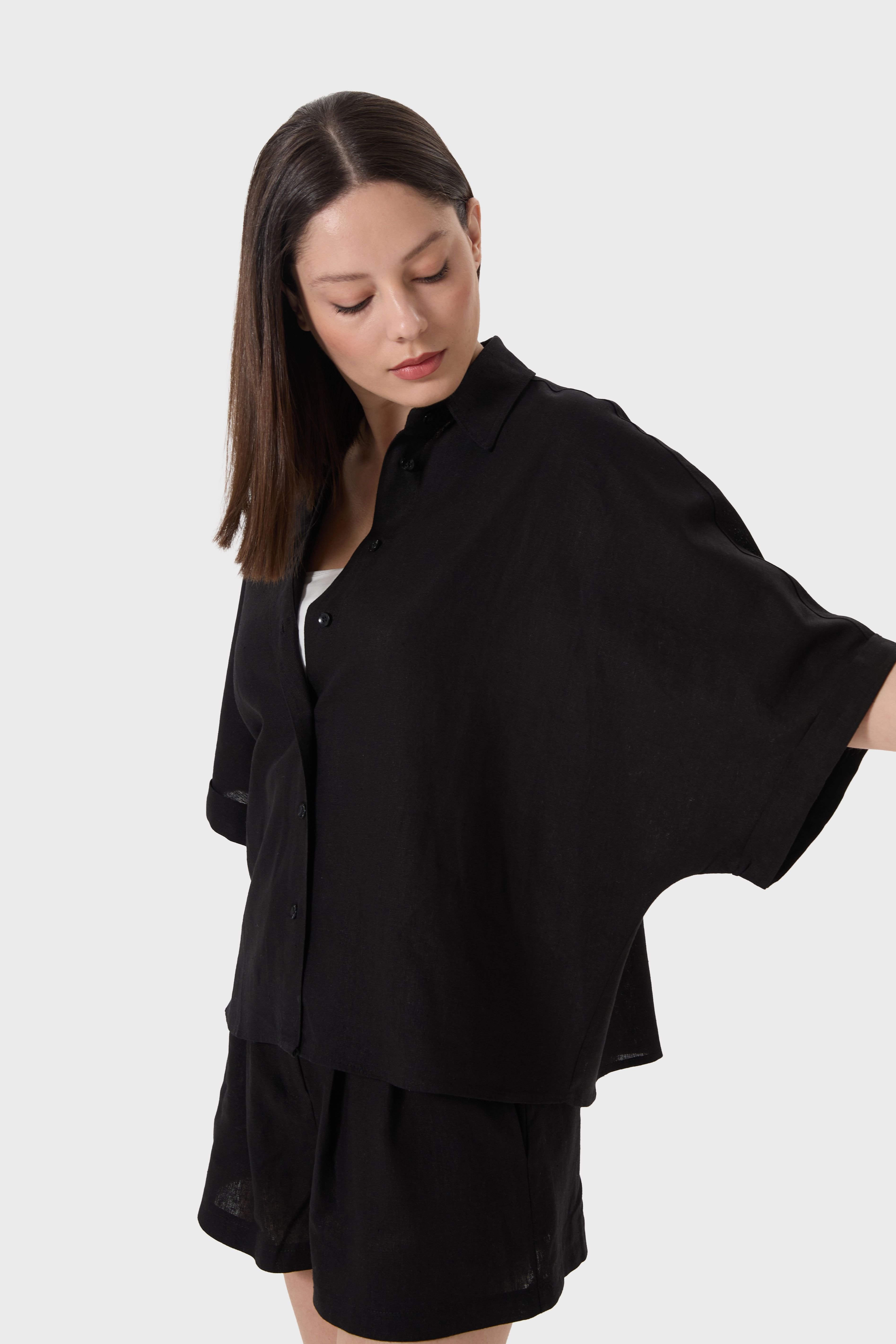 Keten Oversize Gömlek