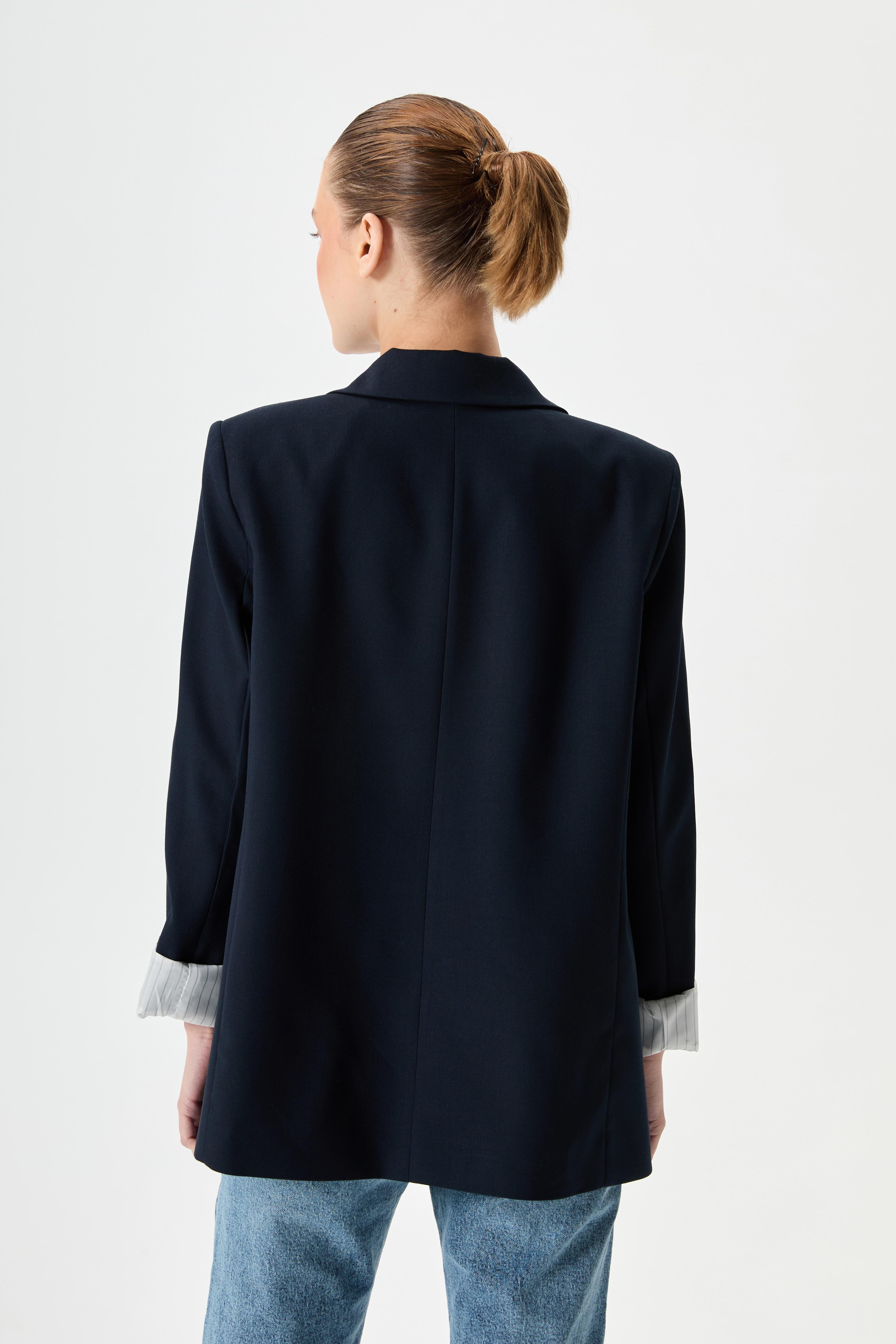 Vatkalı Blazer Ceket - Lacivert