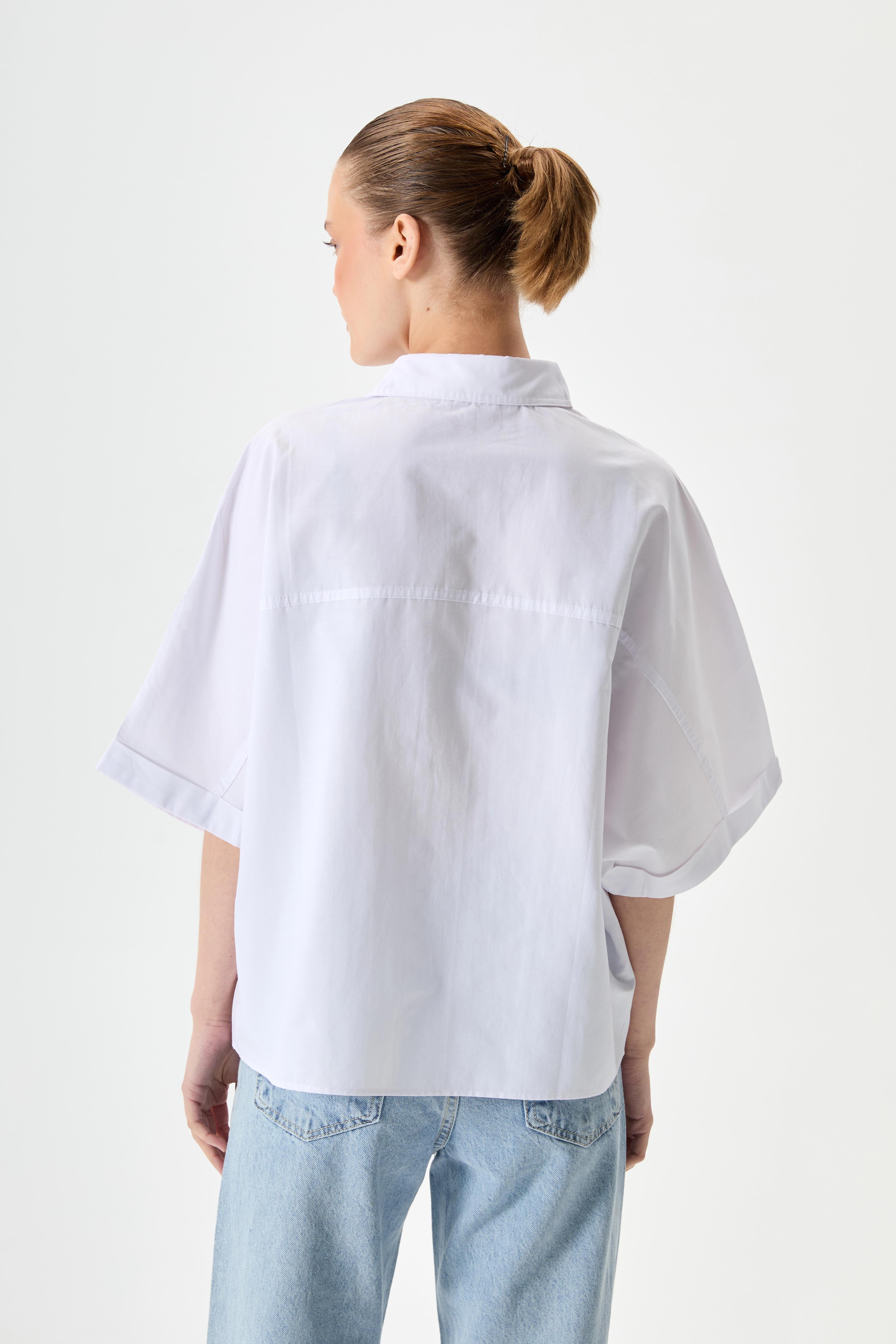 Oversize Kısa Kol Poplin Gömlek