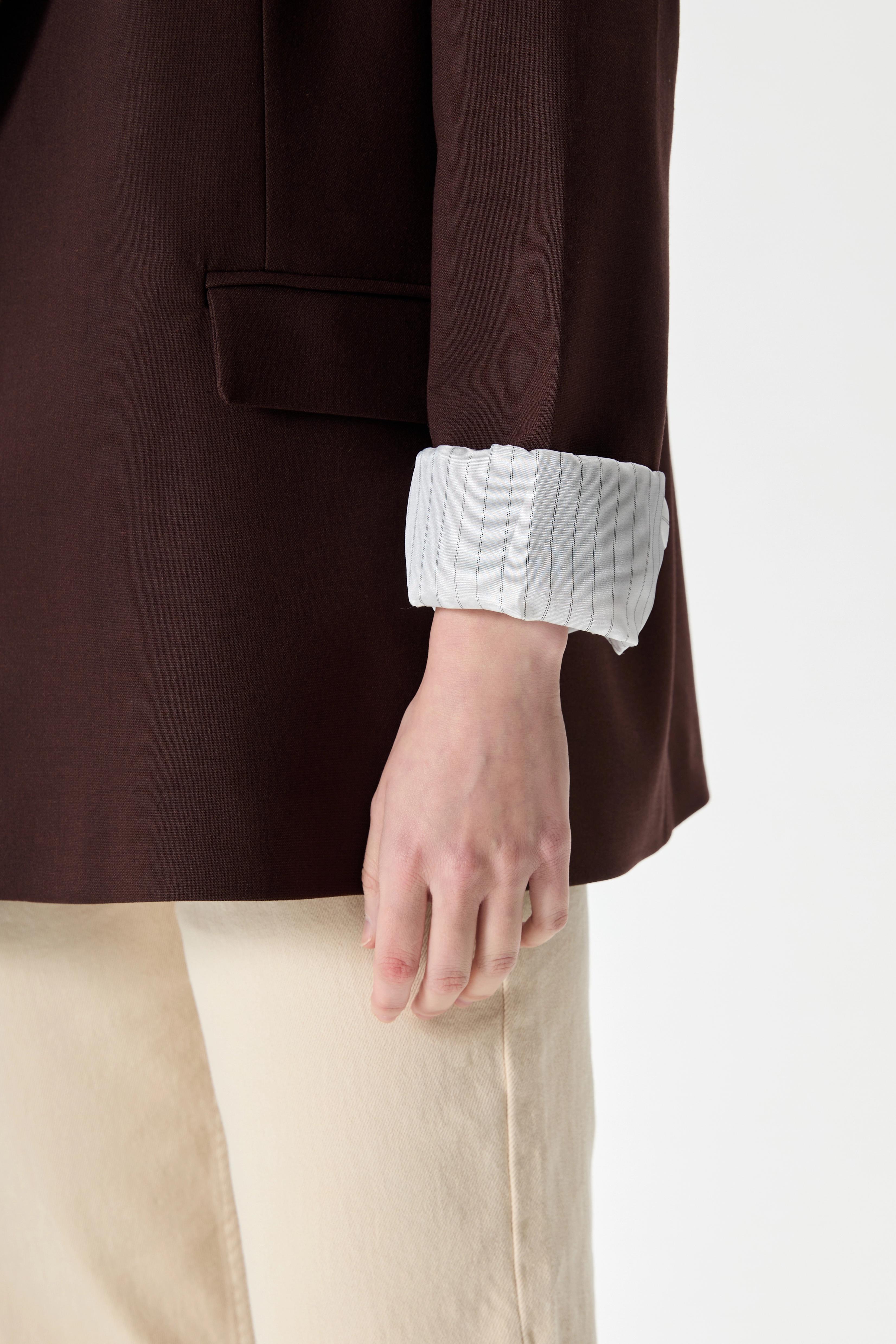 Vatkalı Blazer Ceket - Acı Kahve