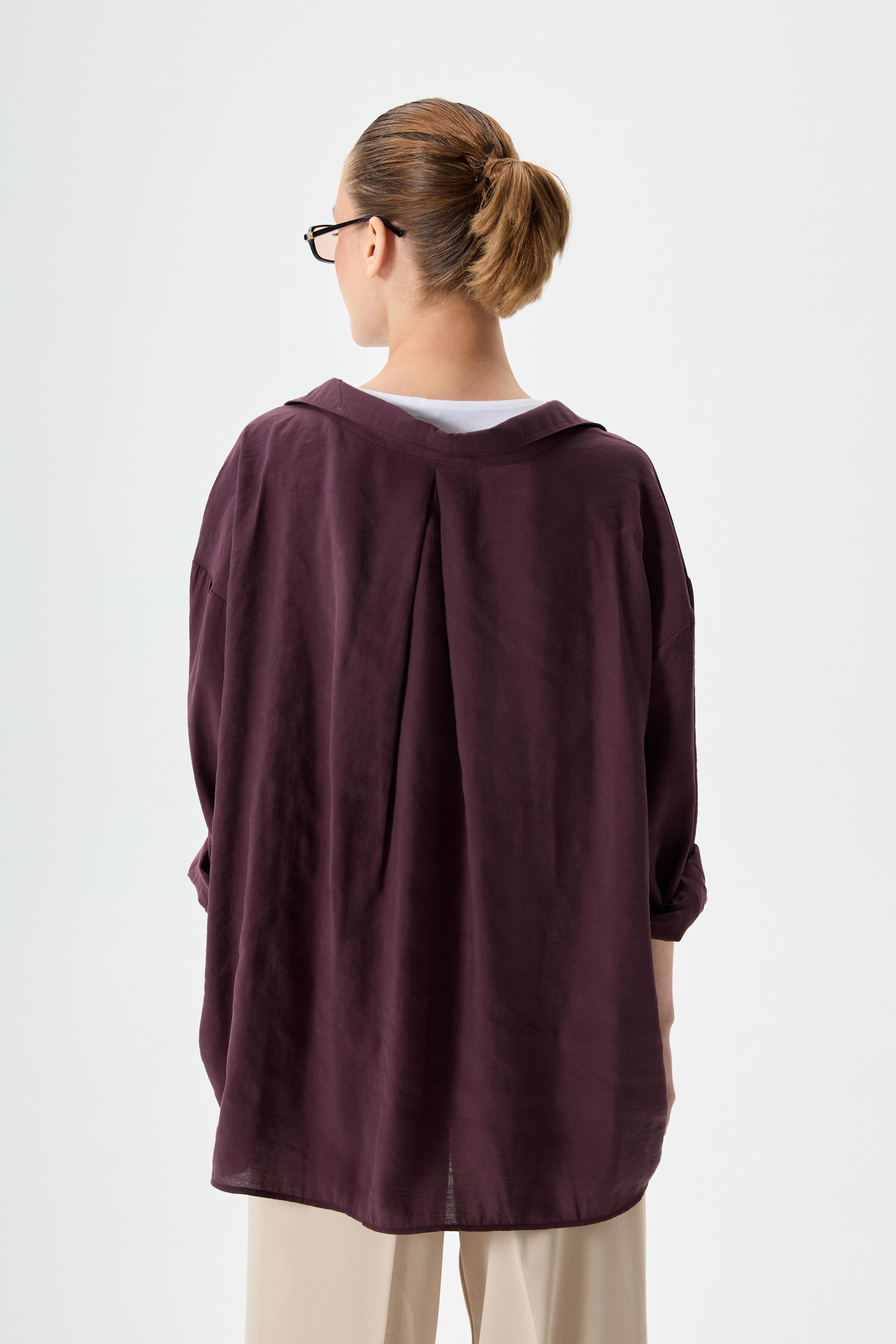 Oversize Gömlek - Mürdüm