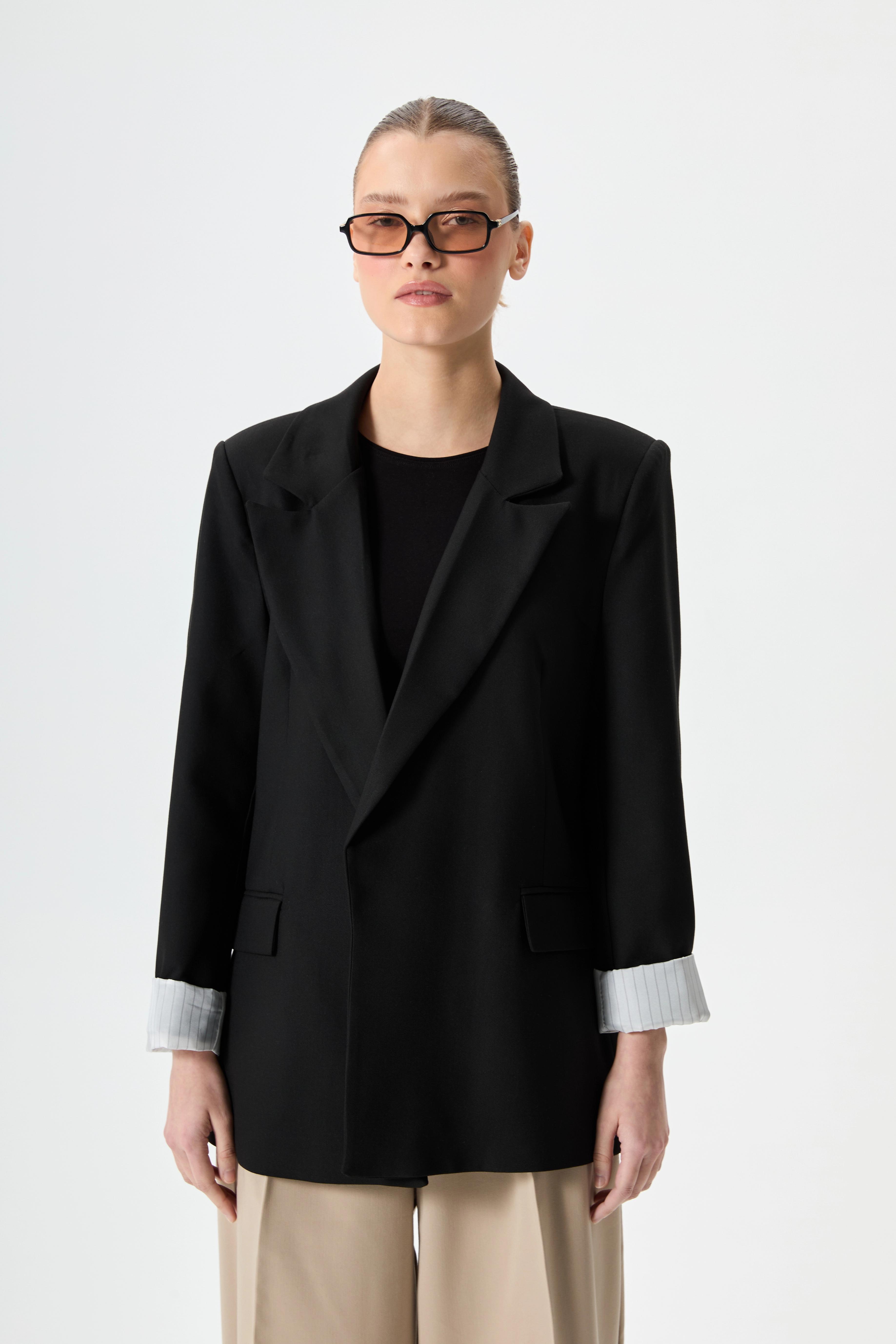 Vatkalı Blazer Ceket - Siyah