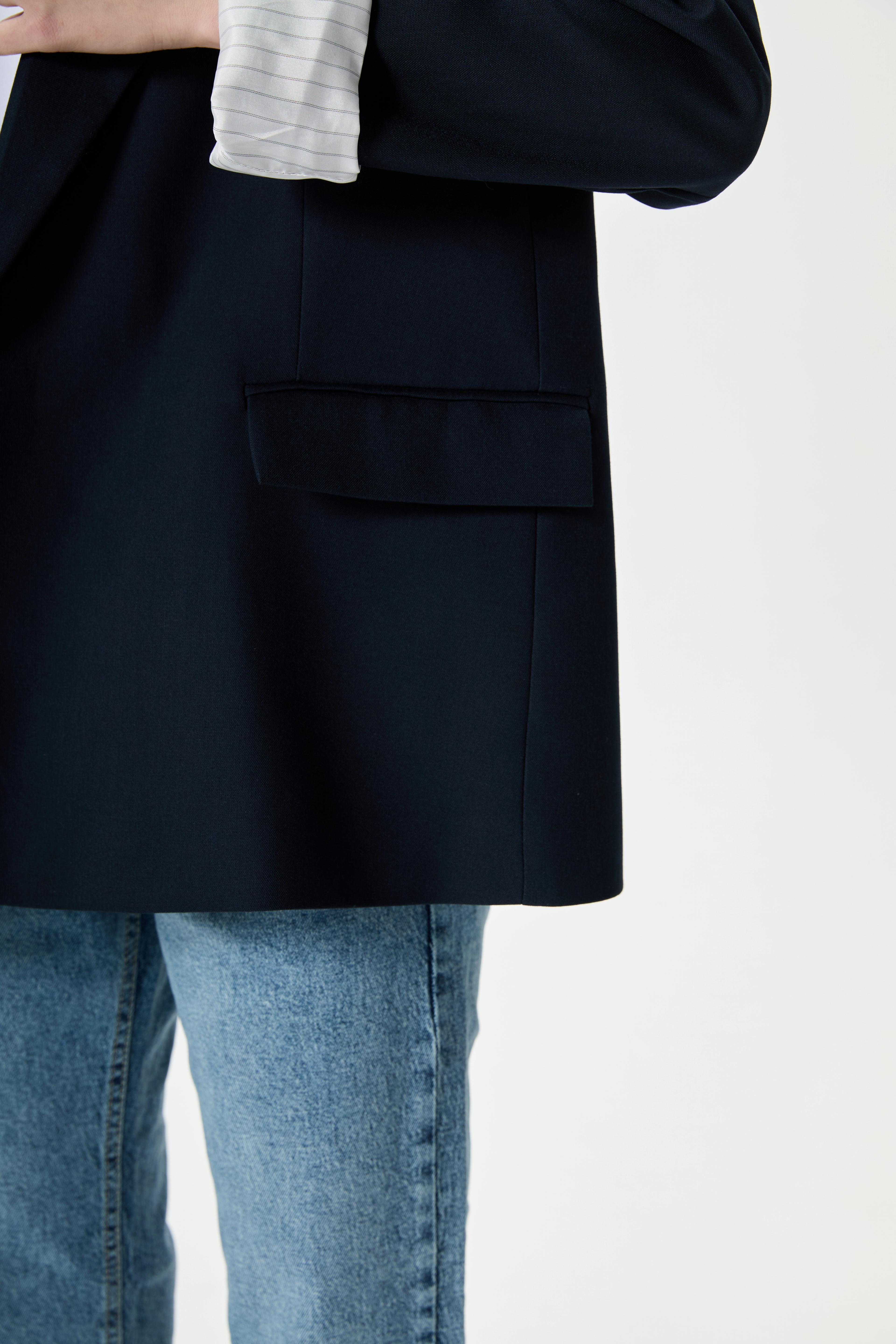 Vatkalı Blazer Ceket - Lacivert