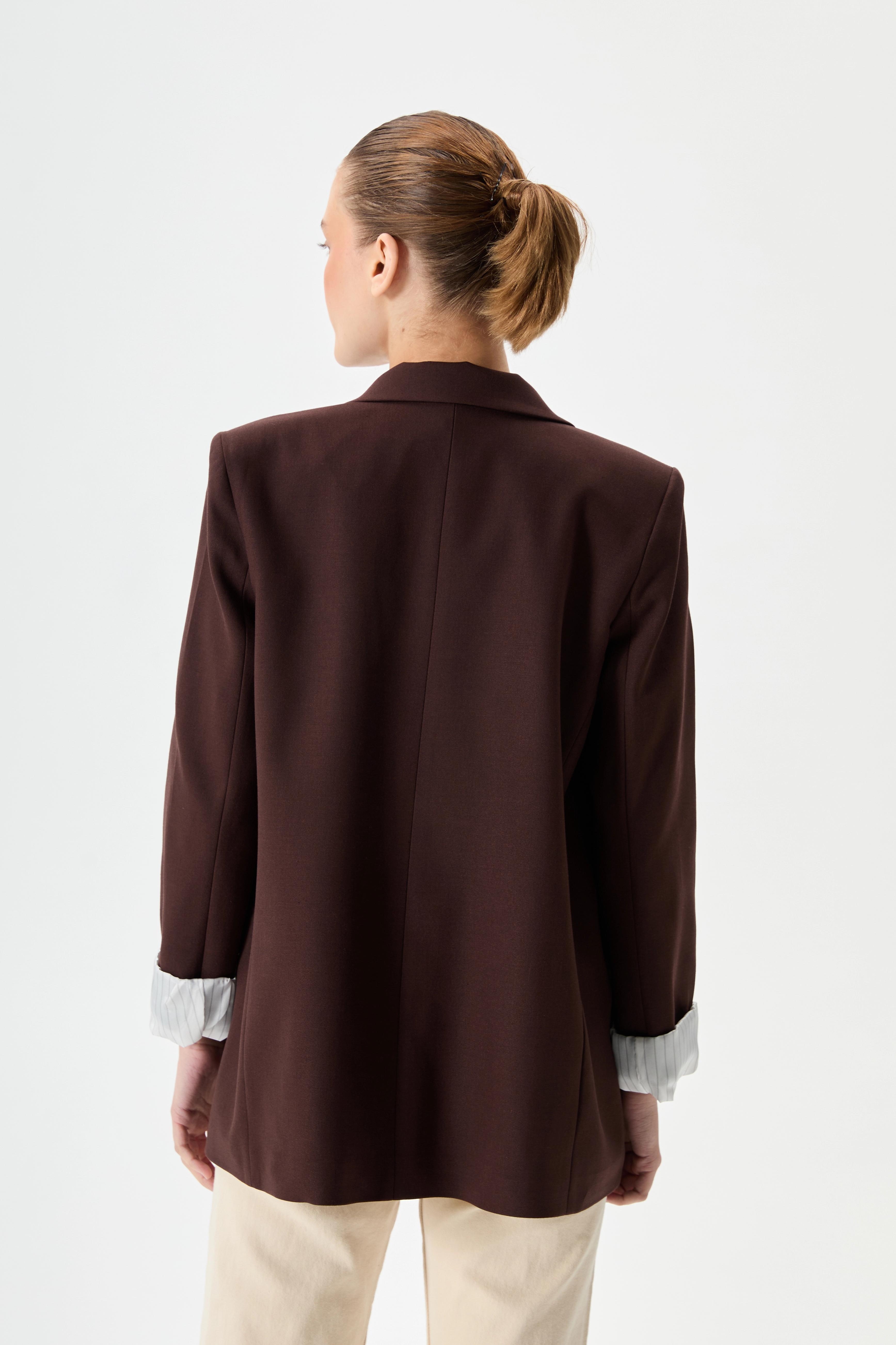 Vatkalı Blazer Ceket - Acı Kahve