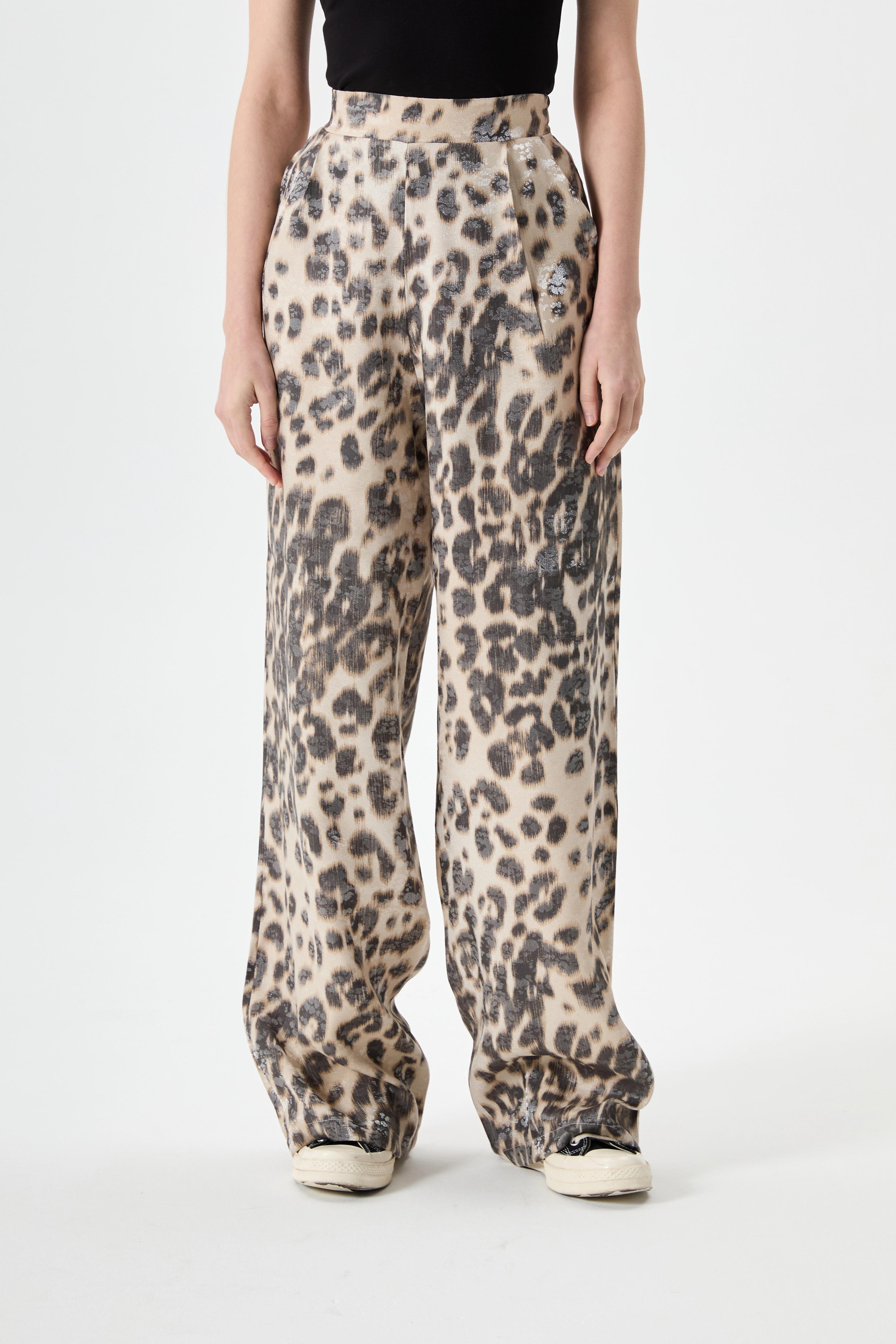 Leopar Desen Parlak Palazzo Pantolon