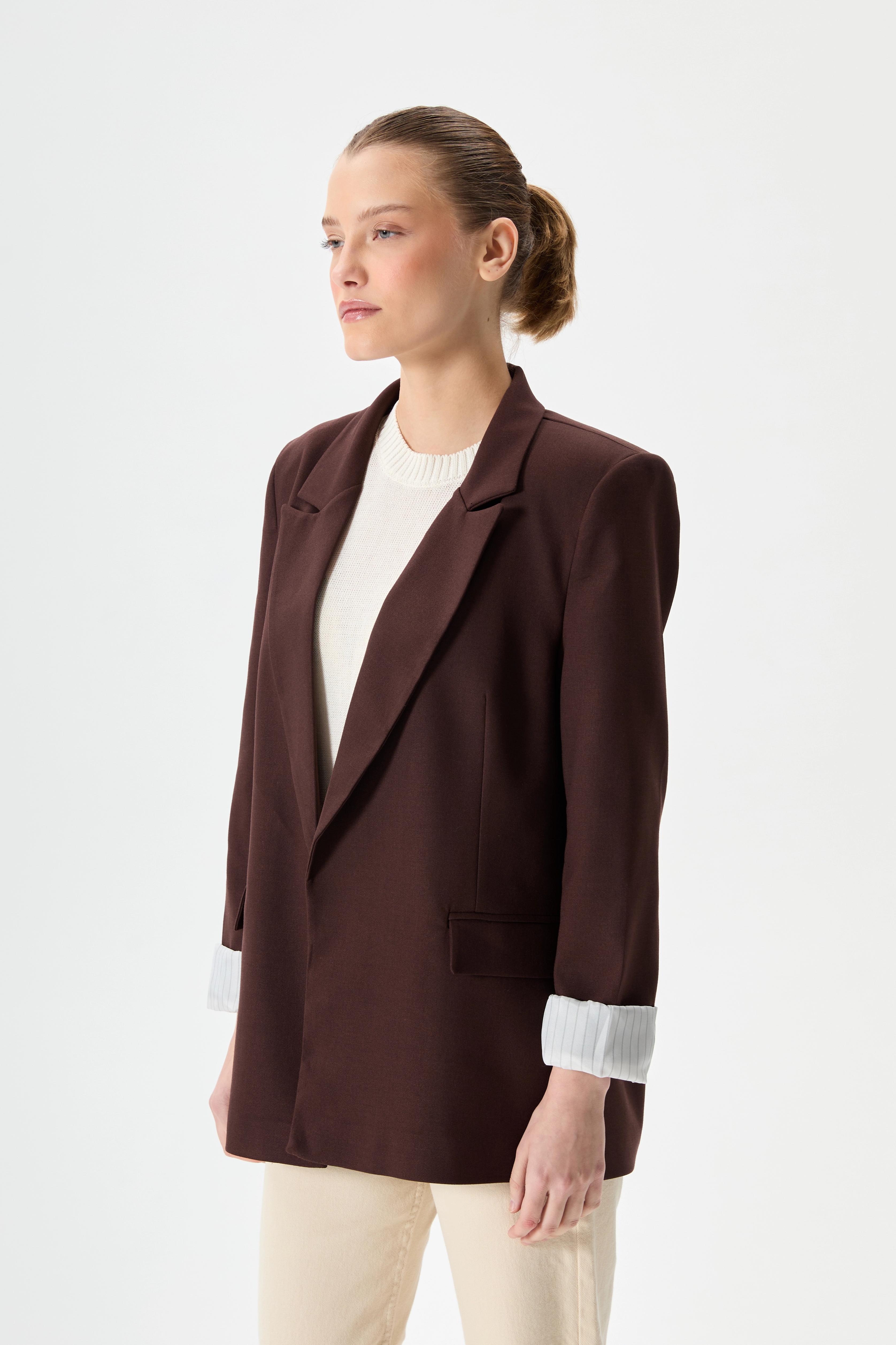 Vatkalı Blazer Ceket - Acı Kahve